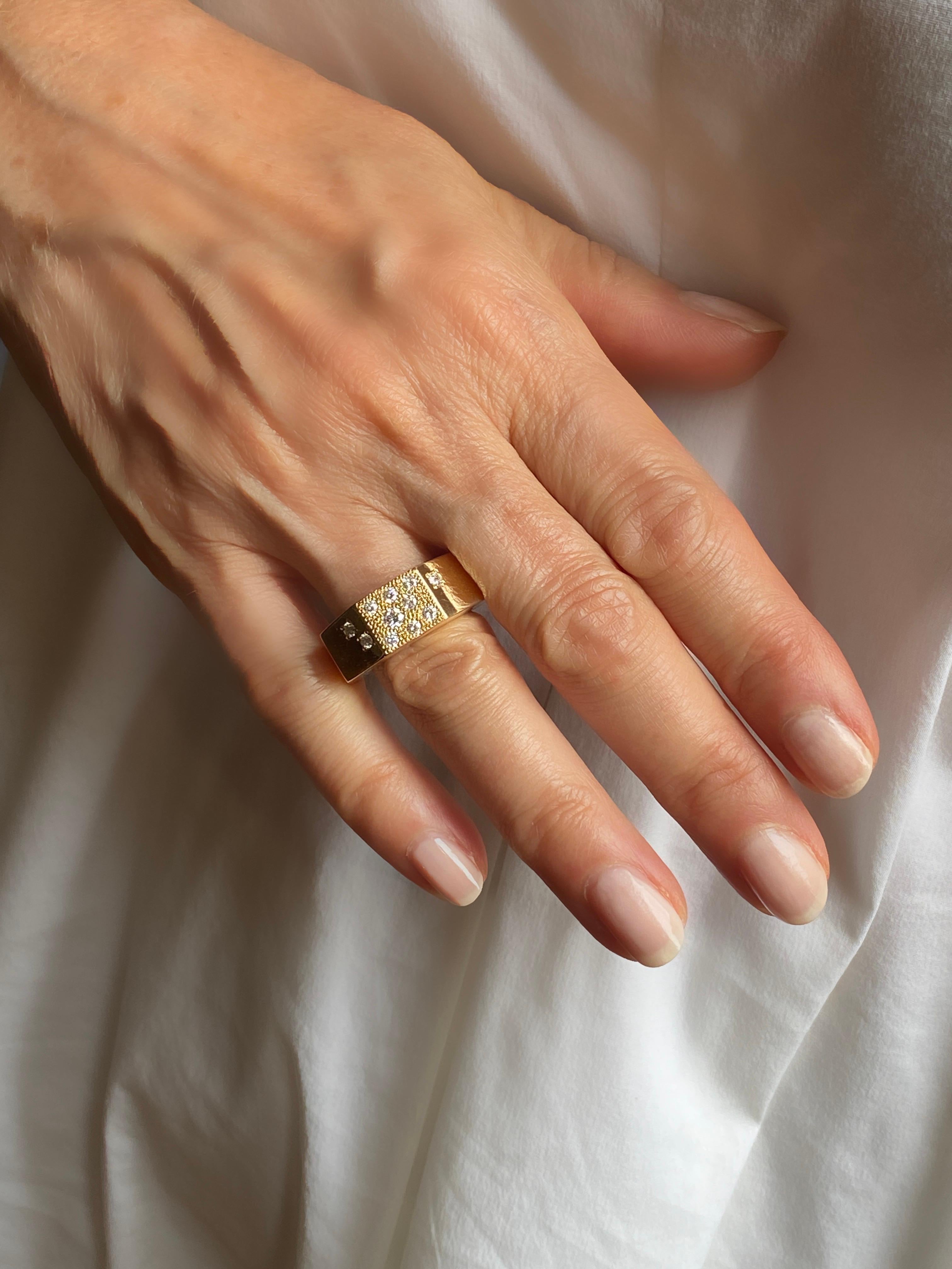 Brilliant Cut Rossella Ugolini 18K Yellow Gold 0.46 Carats White Diamonds Band Unique Rings For Sale