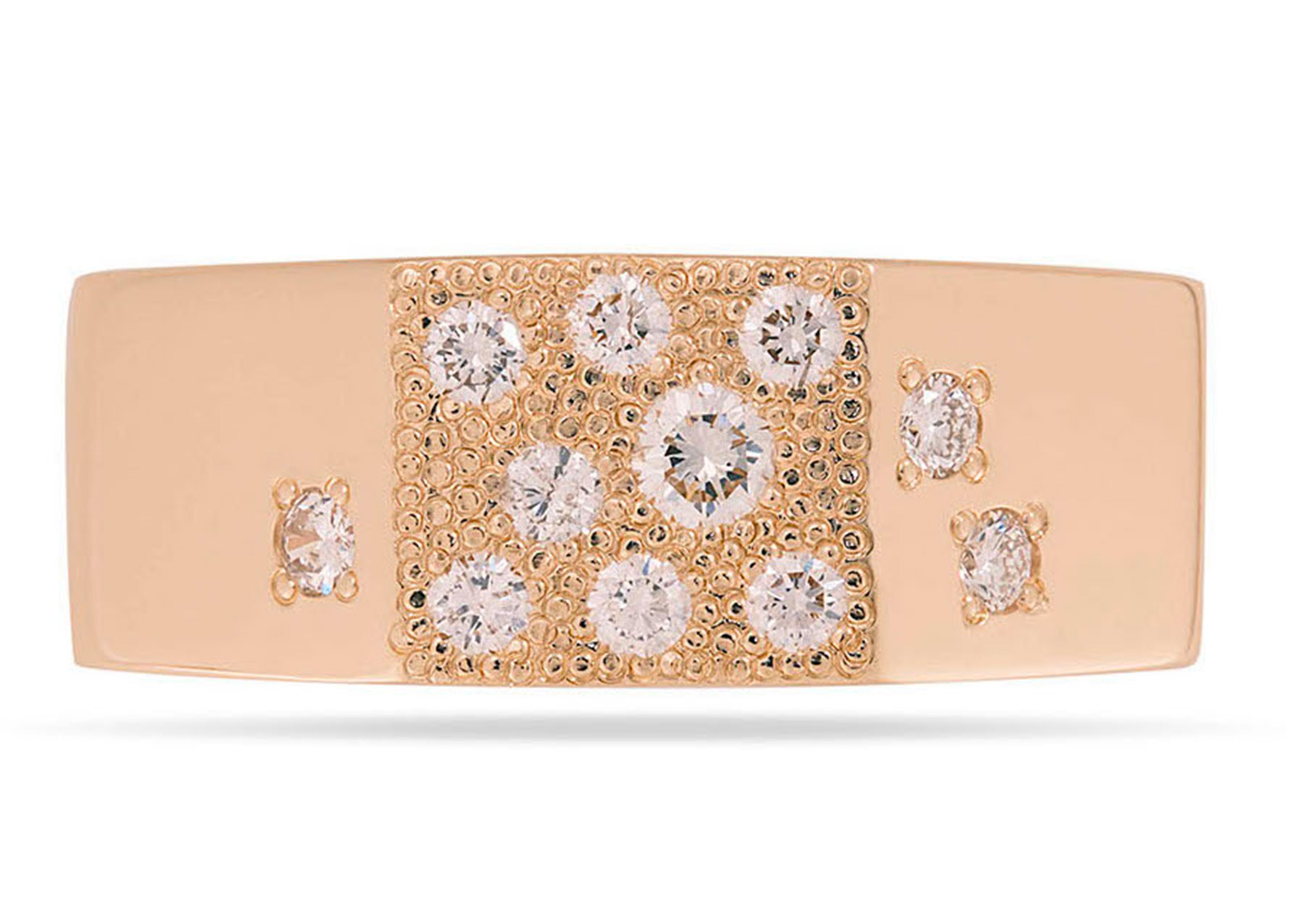 Rossella Ugolini 18K Yellow Gold 0.46 Carats White Diamonds Band Unique Rings For Sale 1