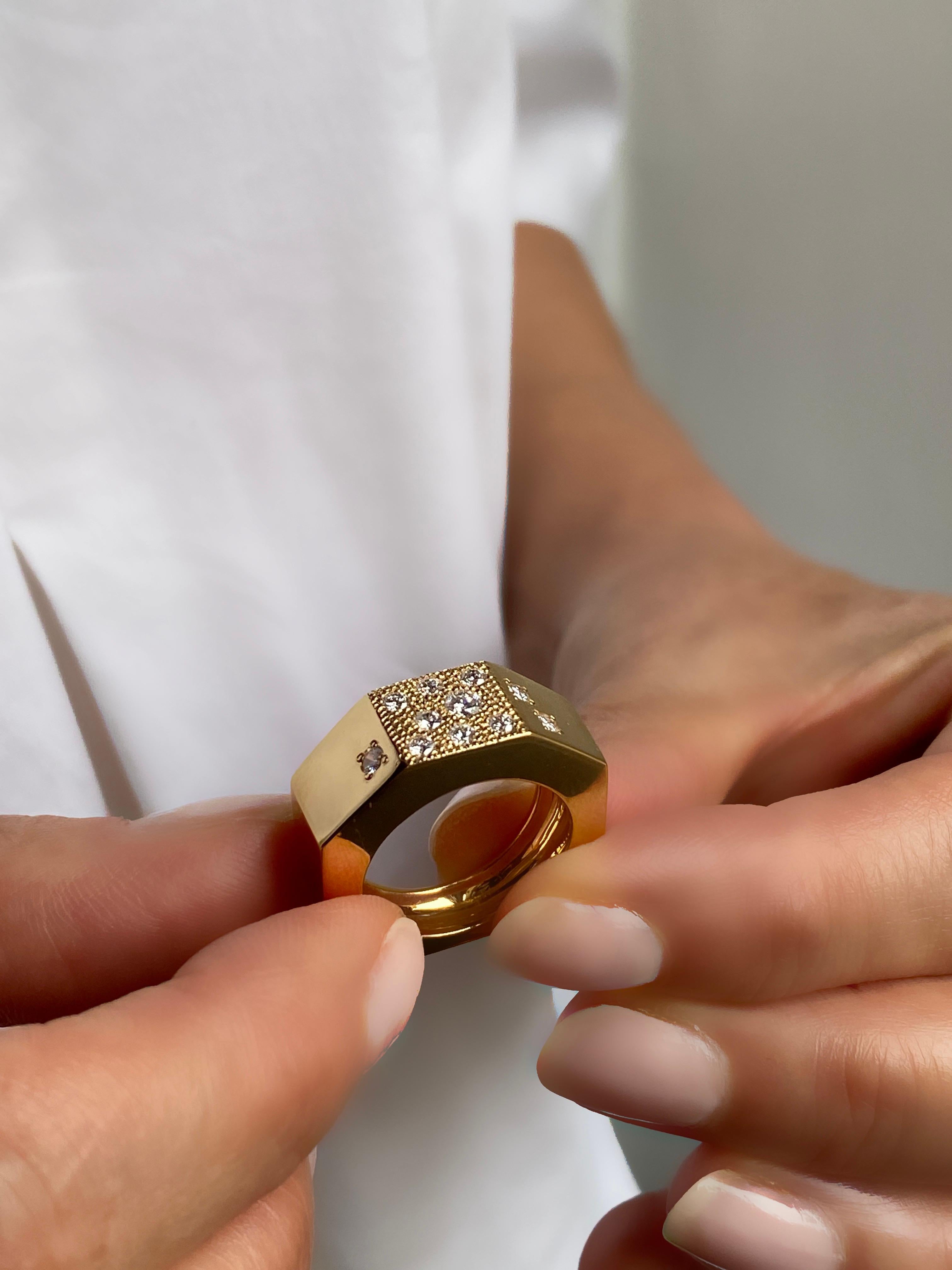 Rossella Ugolini 18K Yellow Gold 0.46 Carats White Diamonds Band Unique Rings For Sale 2