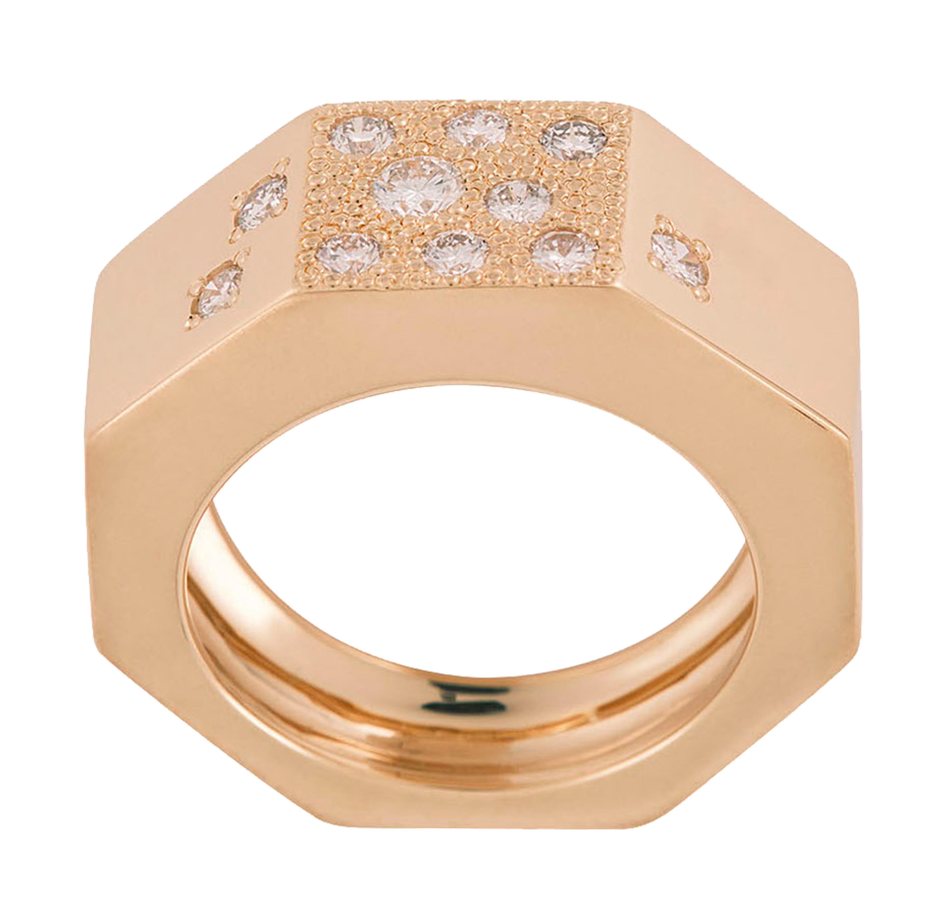 Rossella Ugolini 18K Yellow Gold 0.46 Carats White Diamonds Band Unique Rings For Sale 3