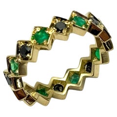 Rossella Ugolini 18k Gelbgold 1 Karat Smaragde 1.20 C.C. Schwarze Diamanten Mann Ring