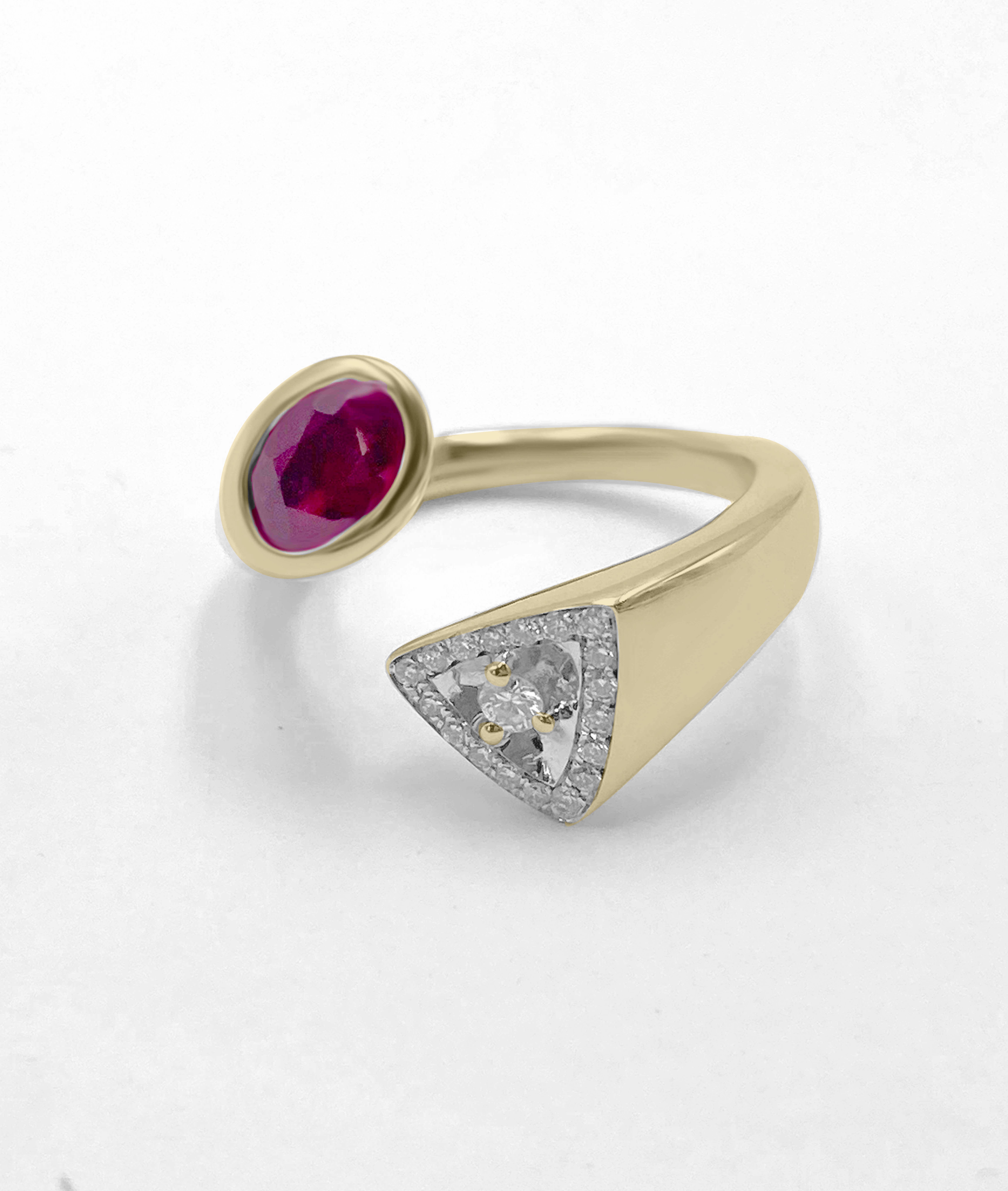For Sale:  Rossella Ugolini 18K Yellow Gold 1 Carats Ruby 1 Carat White Diamonds Love Ring 3