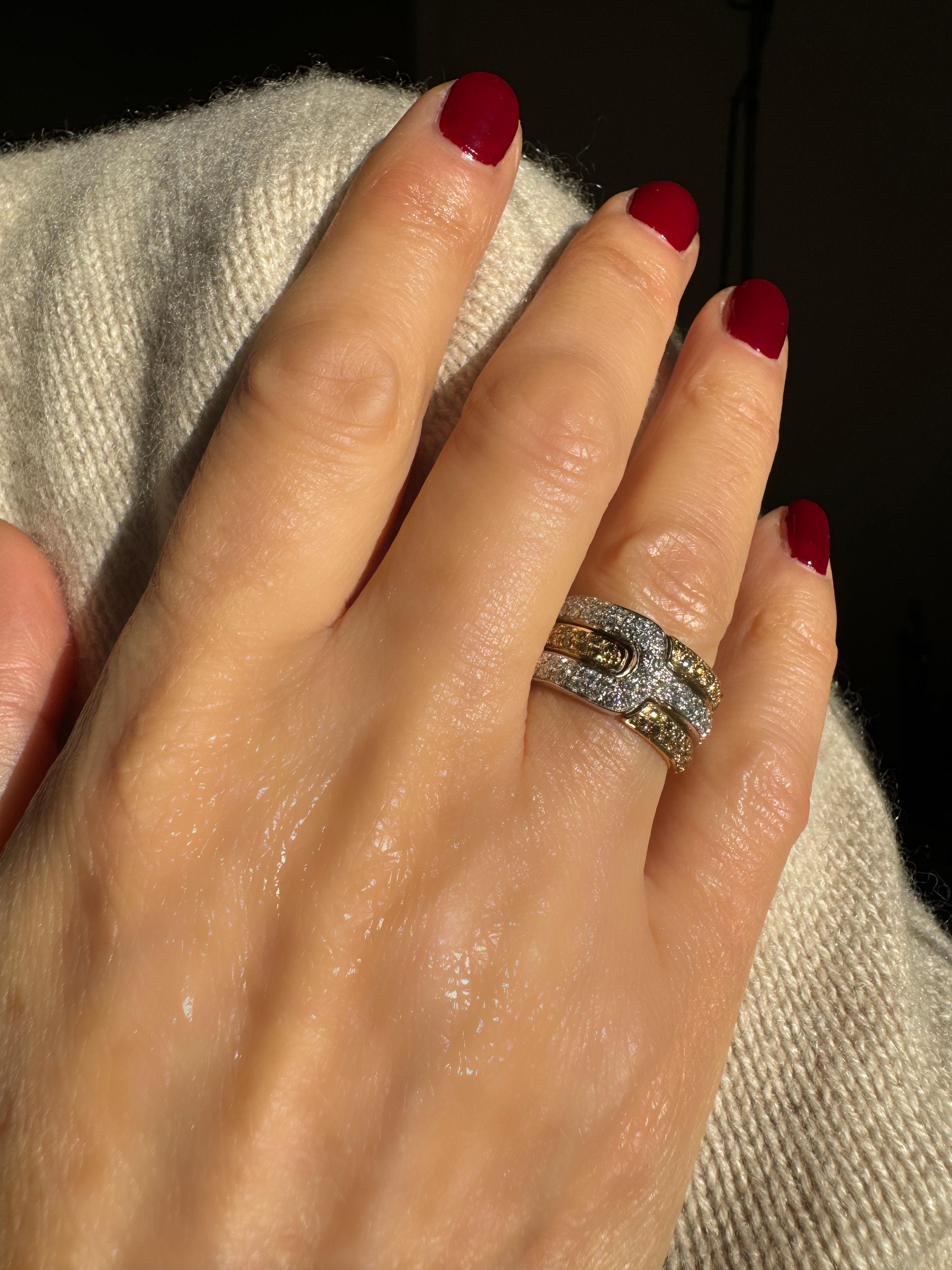 Rossella Ugolini 18k Yellow Gold 1.05ct White Diamods & Brown Diamonds Band Ring For Sale 4