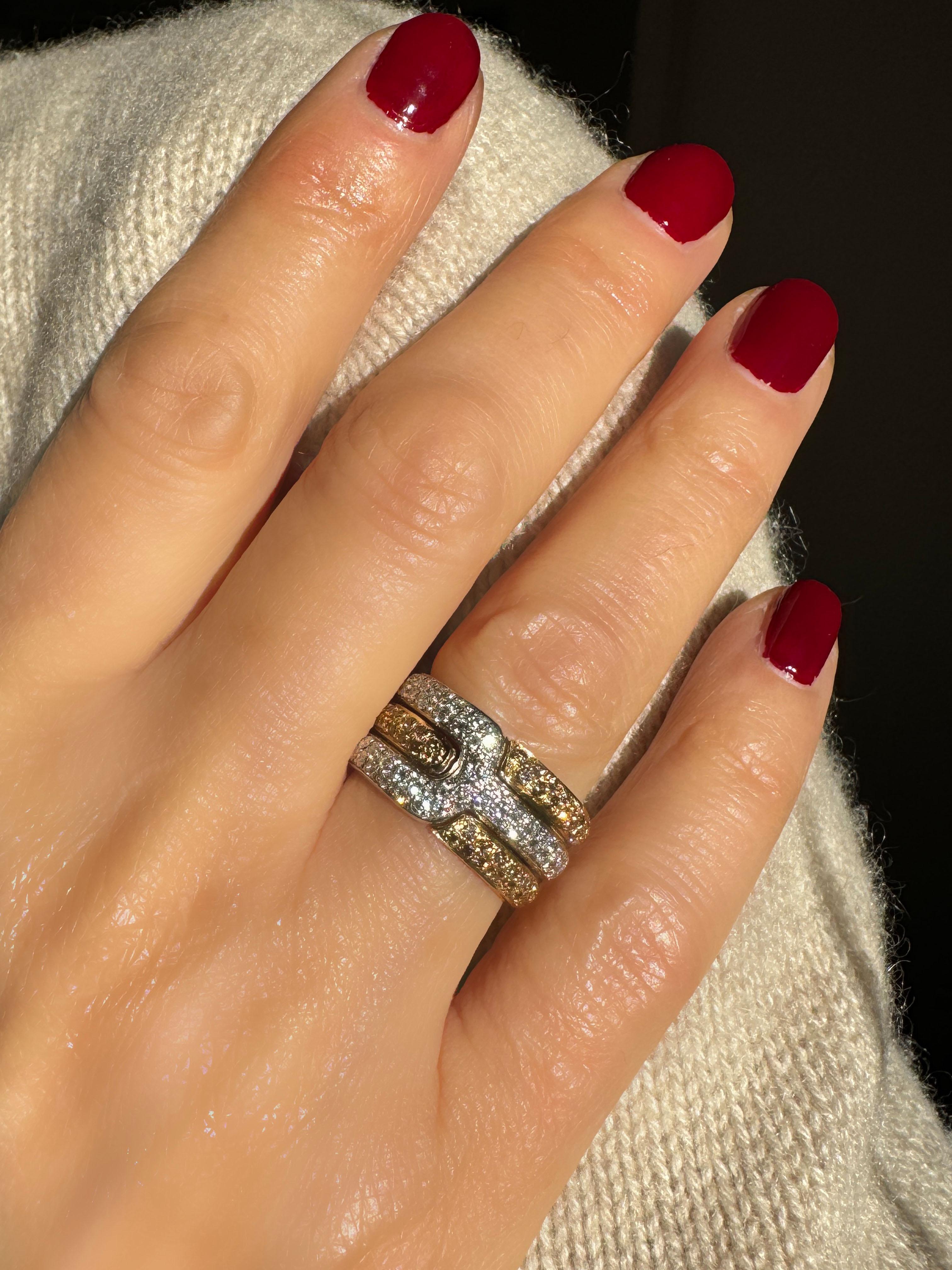 Rossella Ugolini 18k Yellow Gold 1.05ct White Diamods & Brown Diamonds Band Ring For Sale 5