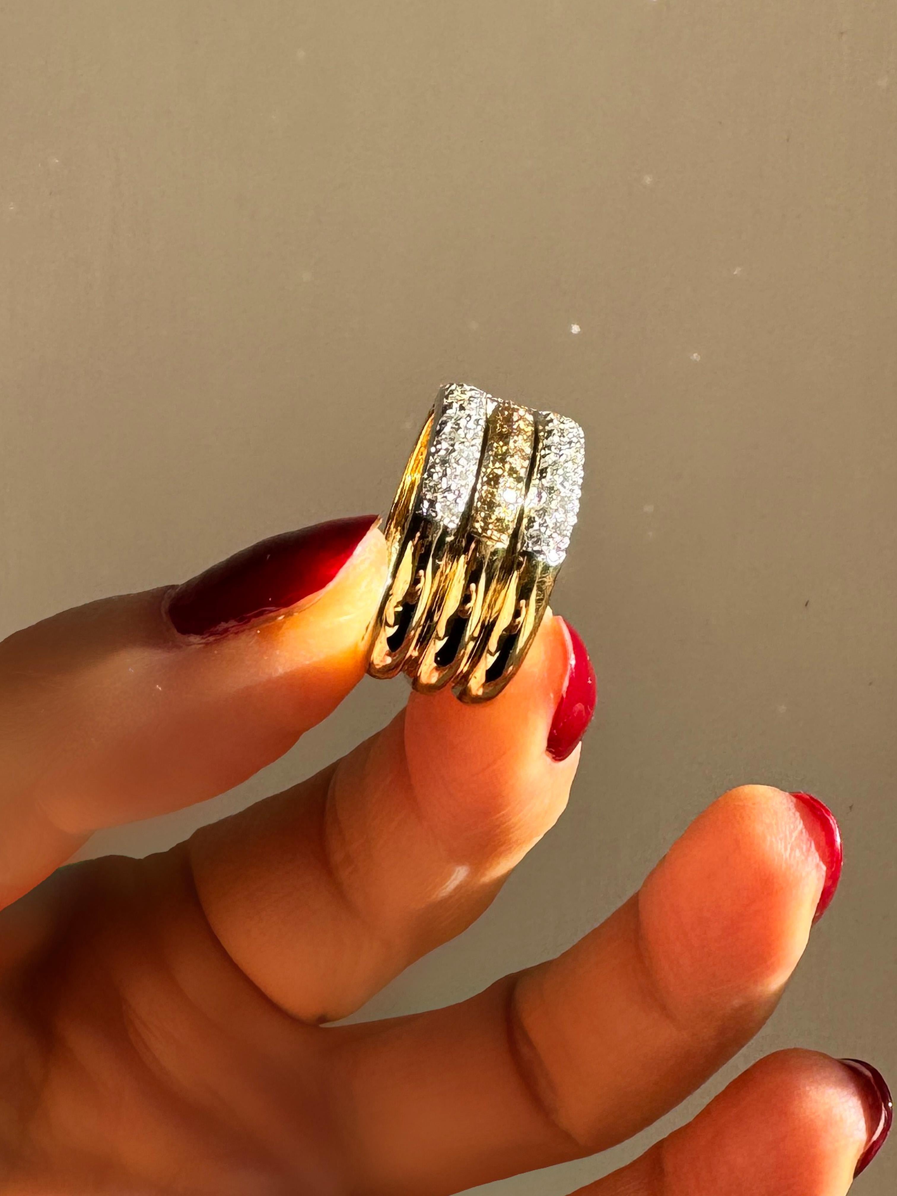 Rossella Ugolini 18k Yellow Gold 1.05ct White Diamods & Brown Diamonds Band Ring For Sale 2