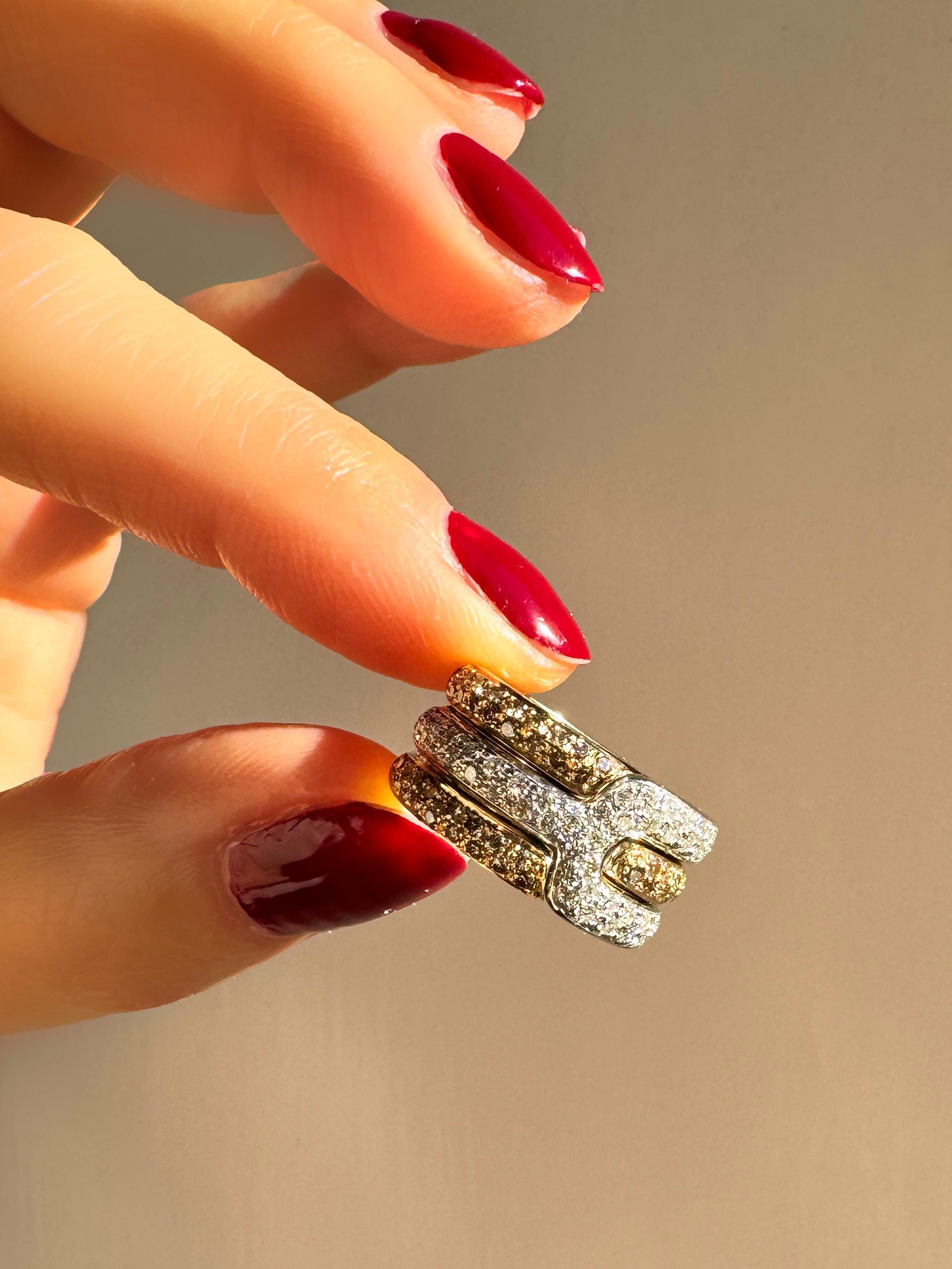 Rossella Ugolini 18k Yellow Gold 1.05ct White Diamods & Brown Diamonds Band Ring For Sale 3