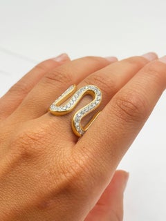Rossella Ugolini 18k Yellow Gold 1.40 Carat White Diamonds Ocean Wave Band  Ring