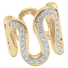 Rossella Ugolini 18k Yellow Gold 1.40 Carat White Diamonds Ocean Wave Band  Ring