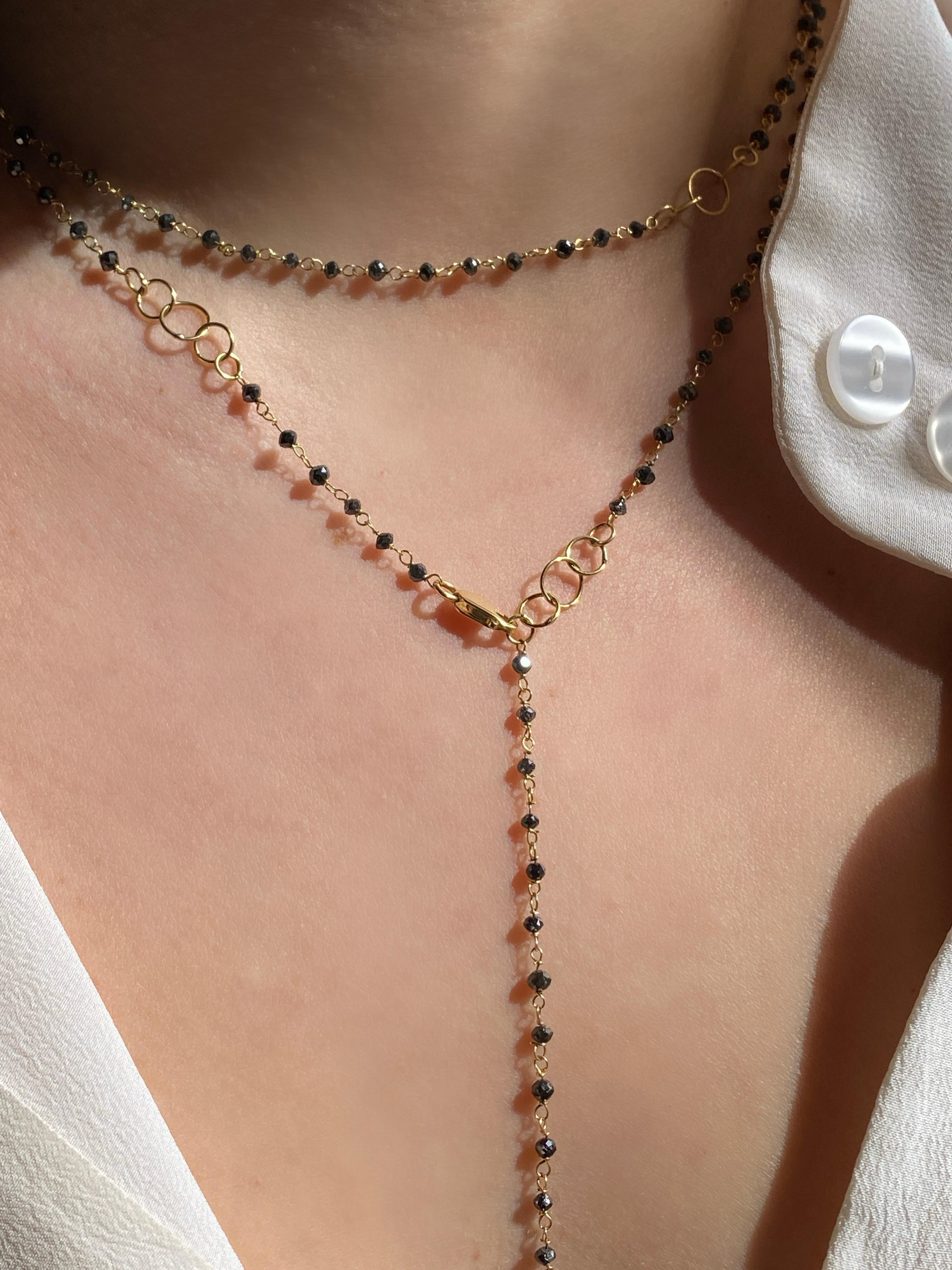 Rossella Ugolini Halskette im Lariat-Stil, 18 Karat Gelbgold 14,3 Karat schwarze Diamanten im Angebot 7