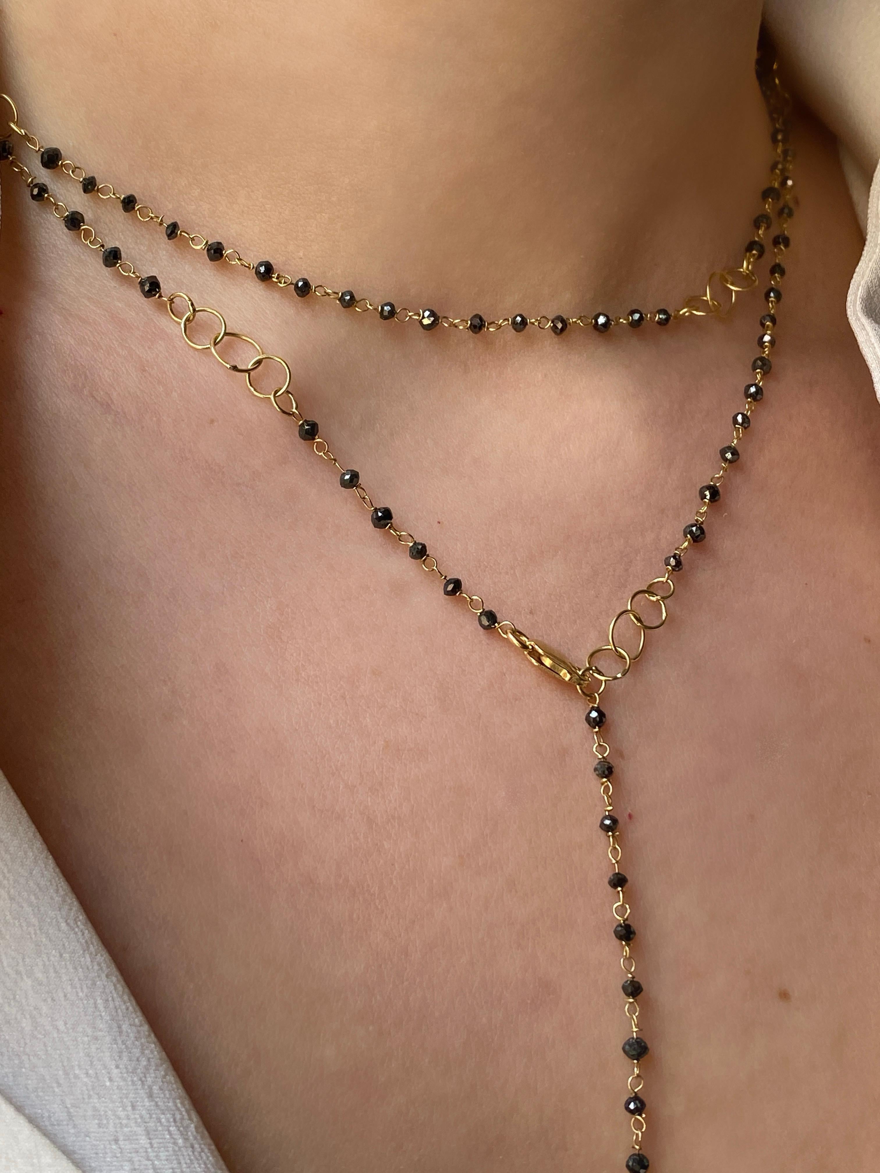 Rossella Ugolini Halskette im Lariat-Stil, 18 Karat Gelbgold 14,3 Karat schwarze Diamanten im Angebot 8