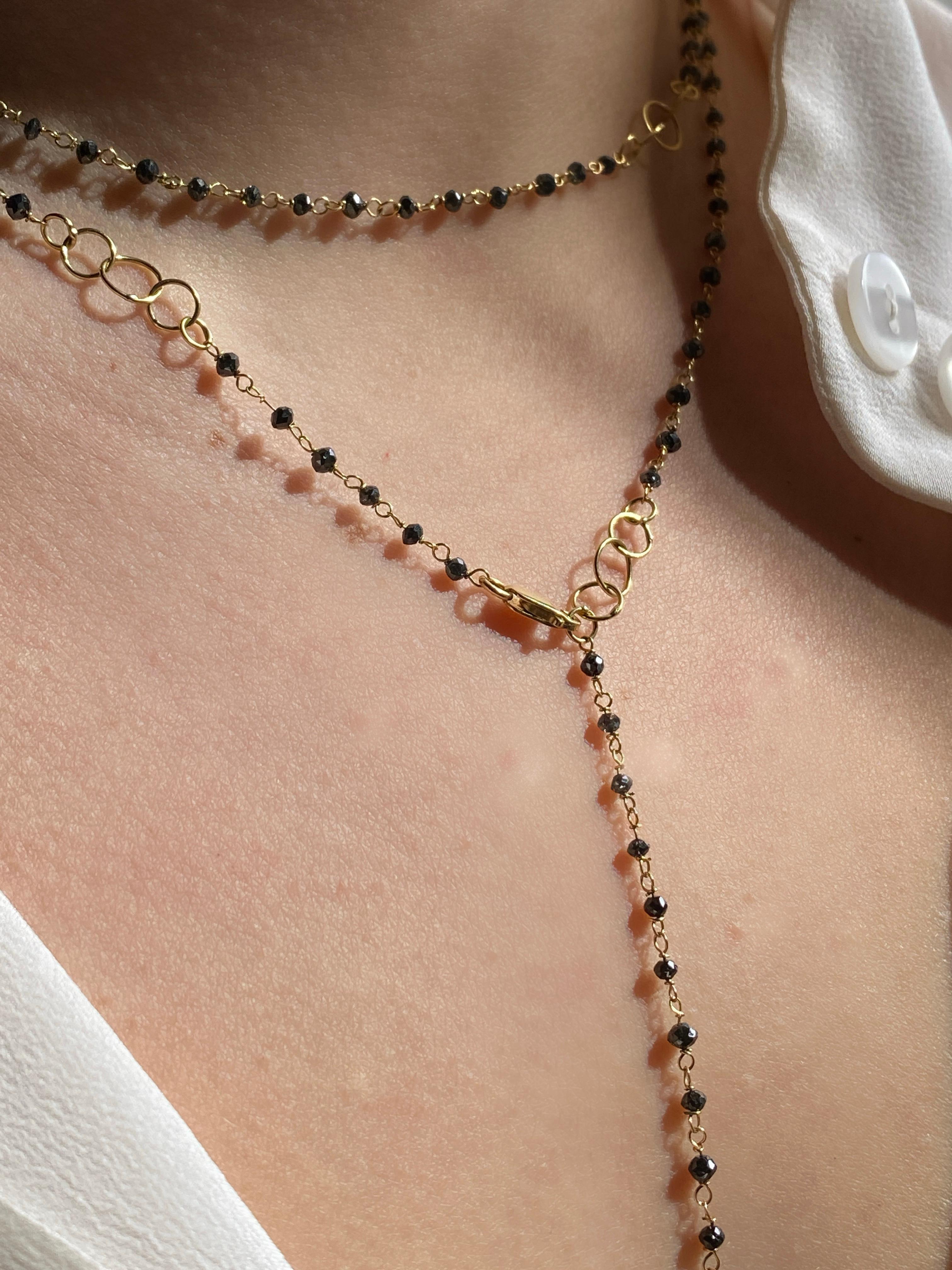 Rossella Ugolini Halskette im Lariat-Stil, 18 Karat Gelbgold 14,3 Karat schwarze Diamanten im Angebot 10
