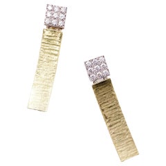 Rossella Ugolini 18K Yellow Gold 1.80c White Diamonds Modernist Style Earrings
