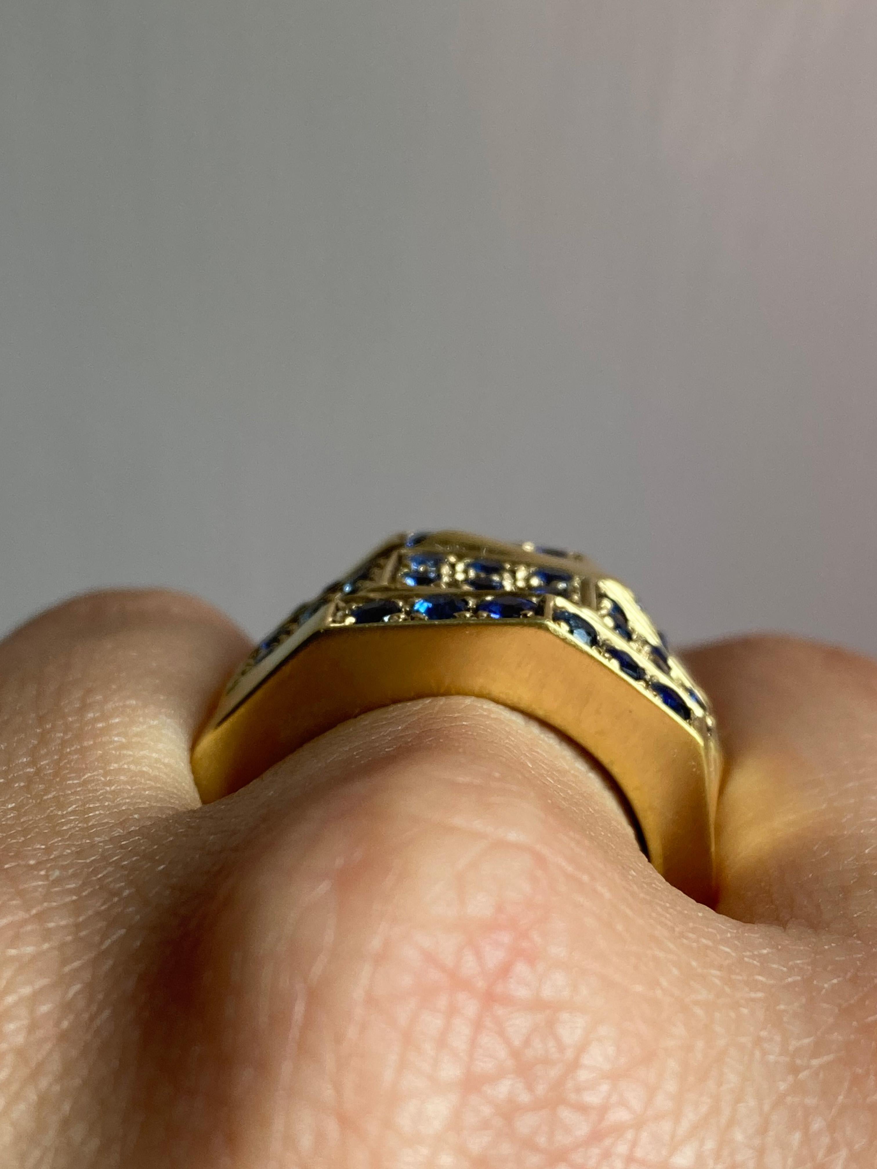 Rossella Ugolini 18K Yellow Gold Blue Sapphire Band Man or Unisex Ring For Sale 5