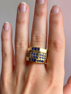 Rossella Ugolini 18K Yellow Gold Blue Sapphire Band Man or Unisex Ring