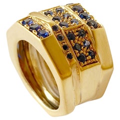 Rossella Ugolini 18K Yellow Gold Blue Sapphire Band Man or Unisex Ring
