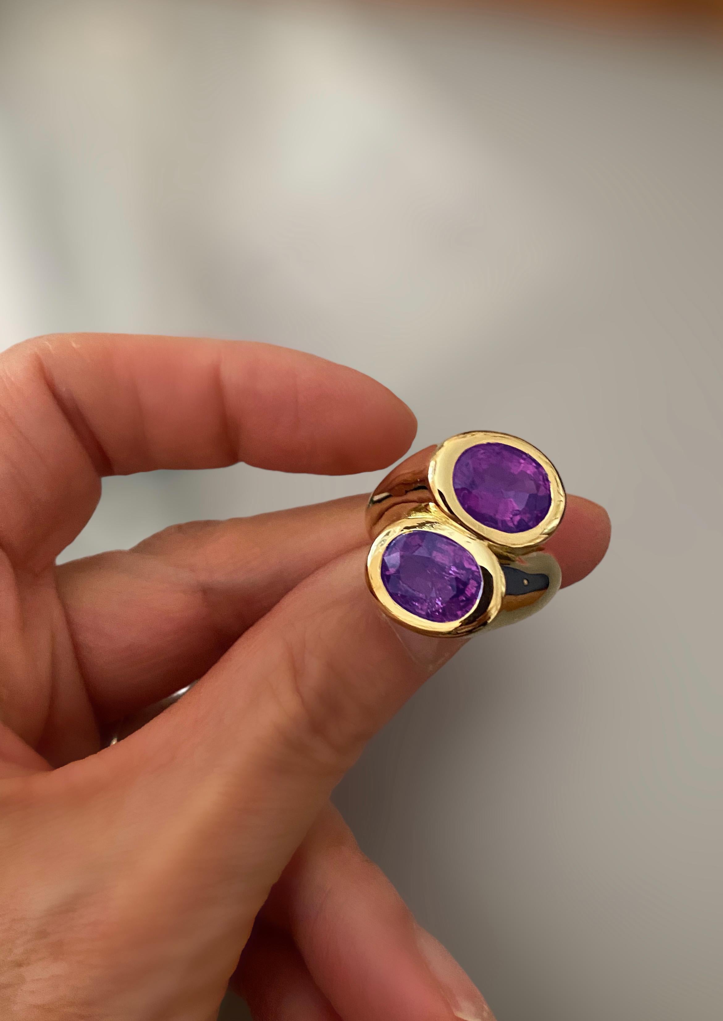 Rossella Ugolini 18K Yellow Gold Amethyst Cocktail Ring For Sale 4