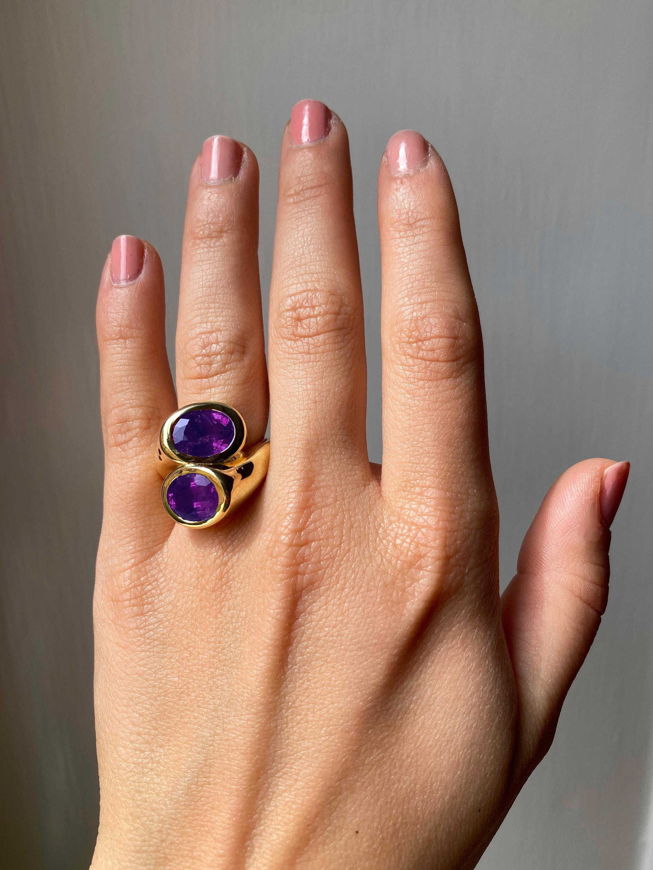 Modern Rossella Ugolini 18K Yellow Gold Amethyst Cocktail Ring For Sale