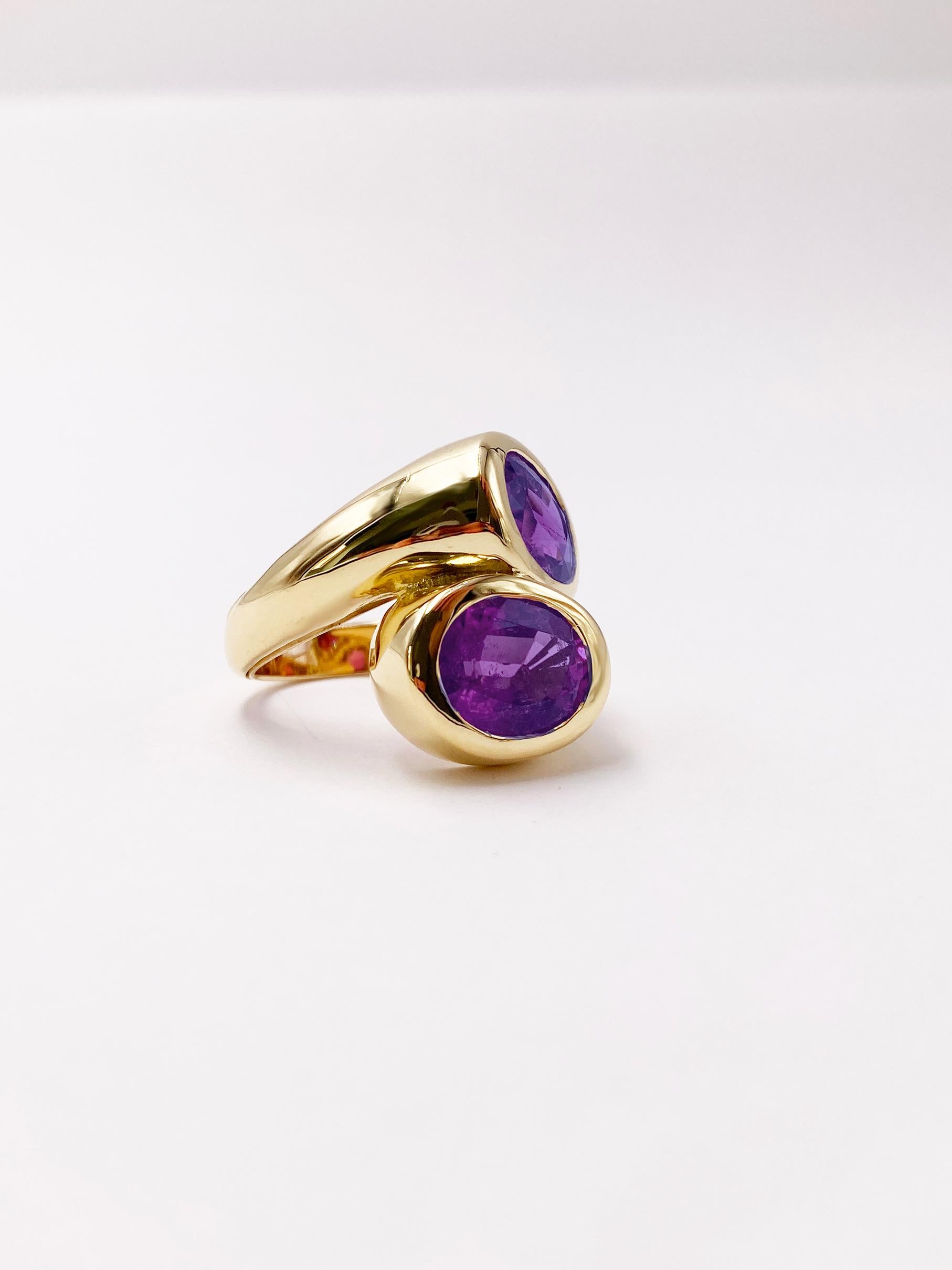 Women's Rossella Ugolini 18K Yellow Gold Amethyst Cocktail Ring For Sale