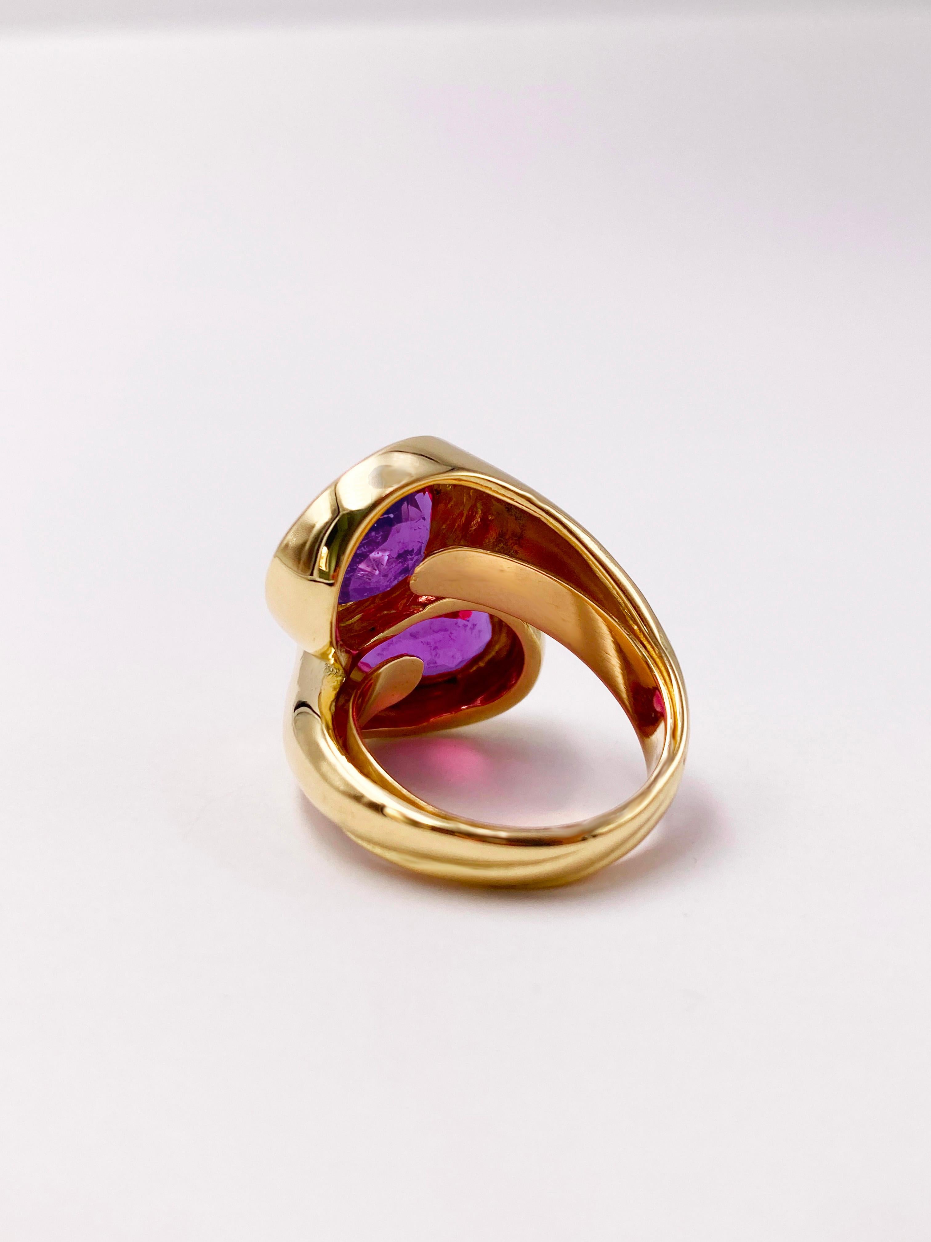 Rossella Ugolini 18K Yellow Gold Amethyst Cocktail Ring For Sale 2
