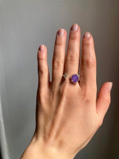 Rossella Ugolini 18k Yellow Gold Amethyst White Diamonds Contemporary Ring