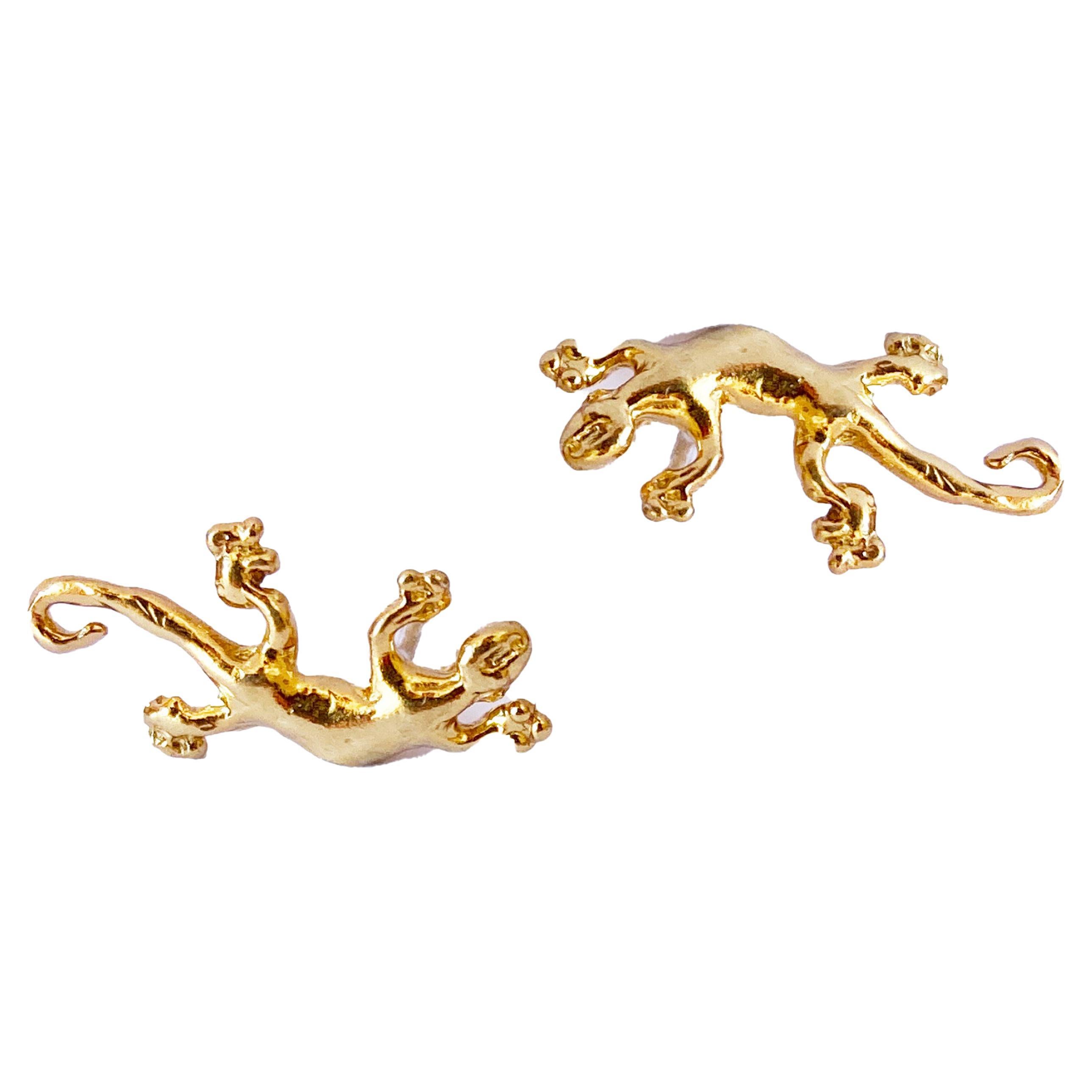 Rossella Ugolini 18K Yellow Gold Animal Nature-Inspired Lizard Stud Earrings