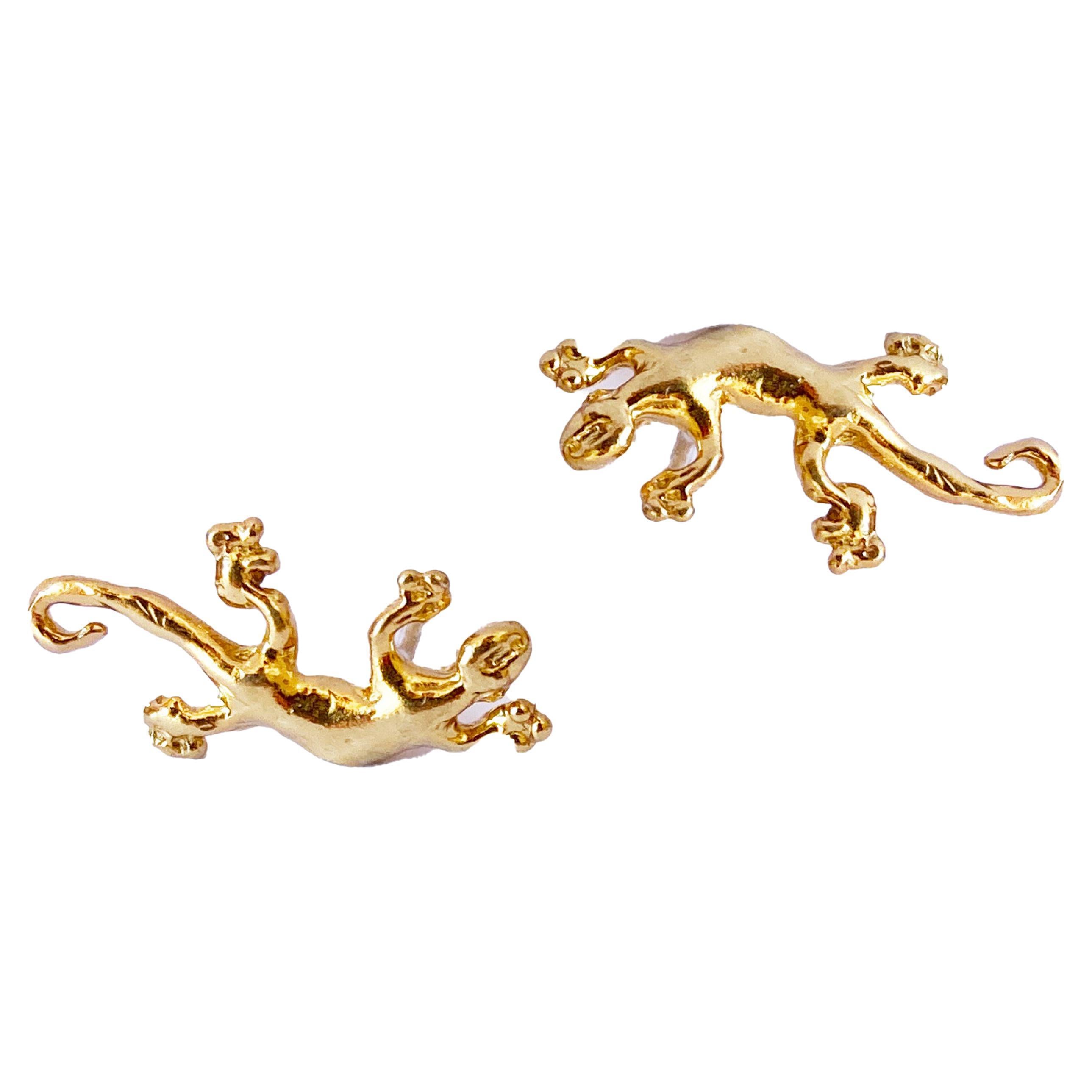 Rossella Ugolini 18K Yellow Gold Lizard Man Stud Earrings