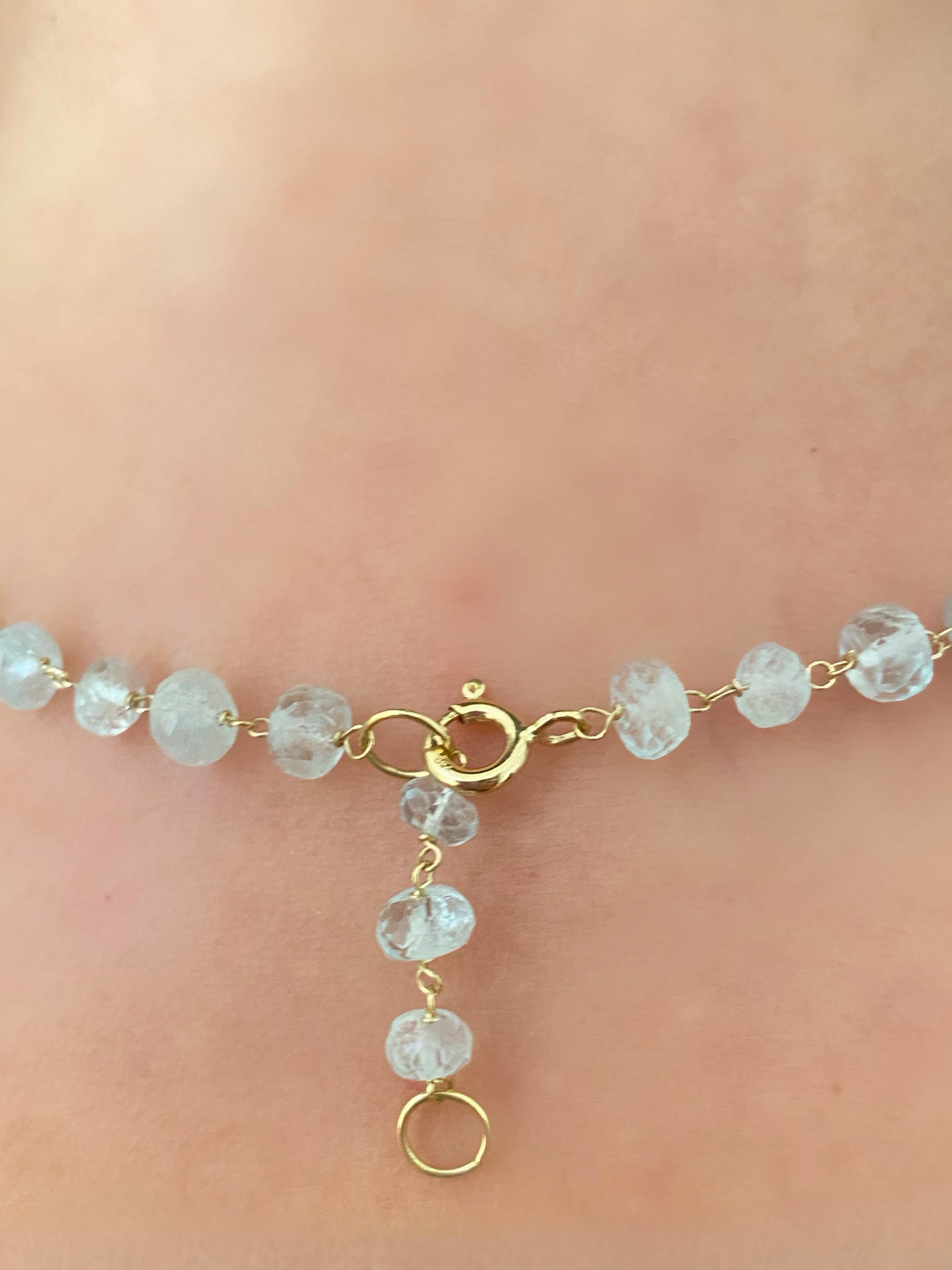 Women's Rossella Ugolini 18k Yellow Gold Aquamarine Mandala Flower Handcrafted Necklaces For Sale