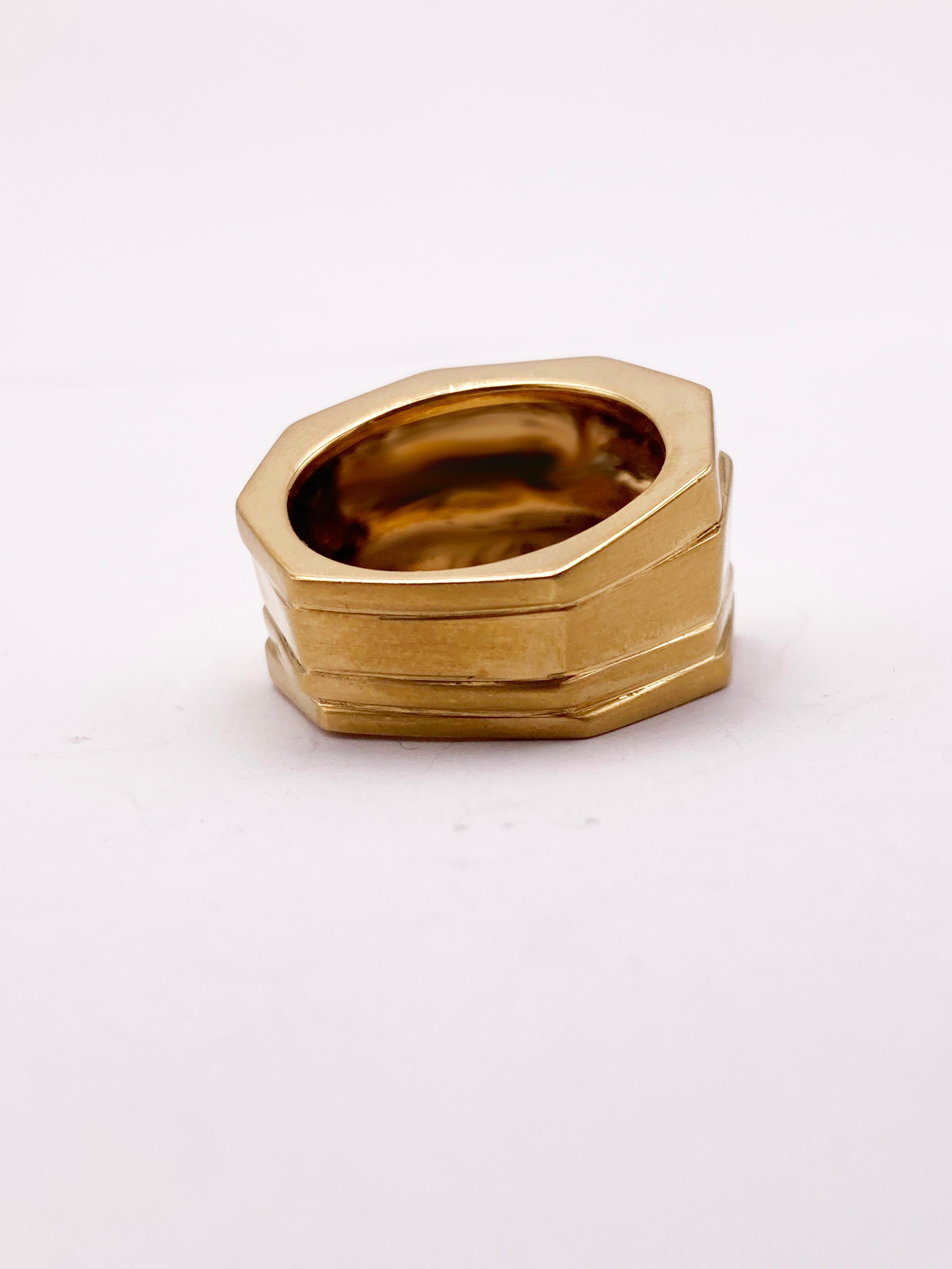 Rossella Ugolini 18K Yellow Gold Artisan Man Band Ring Made in Italy For Sale 7