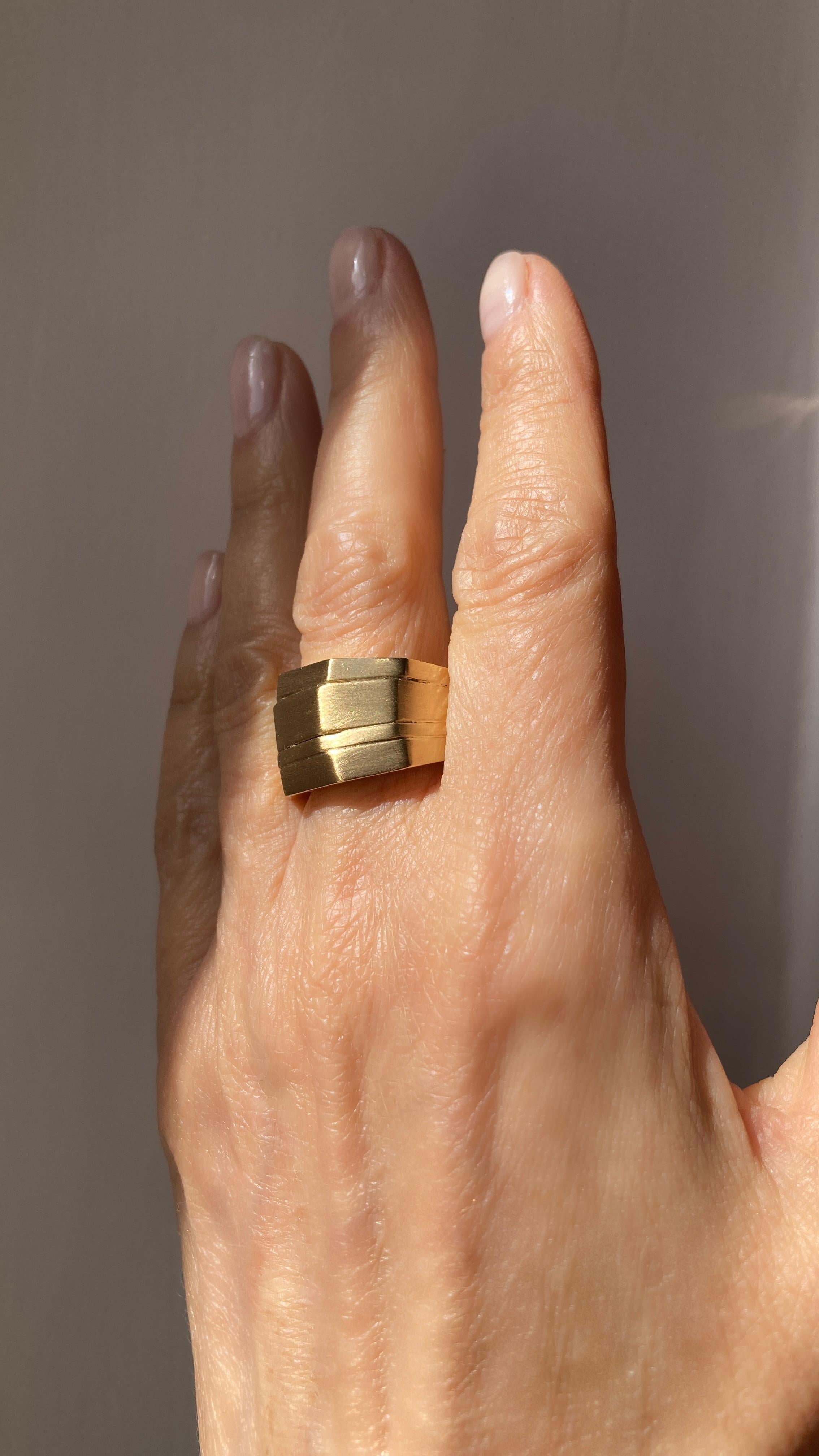 Rossella Ugolini 18K Yellow Gold Artisan Man Band Ring Made in Italy For Sale 9