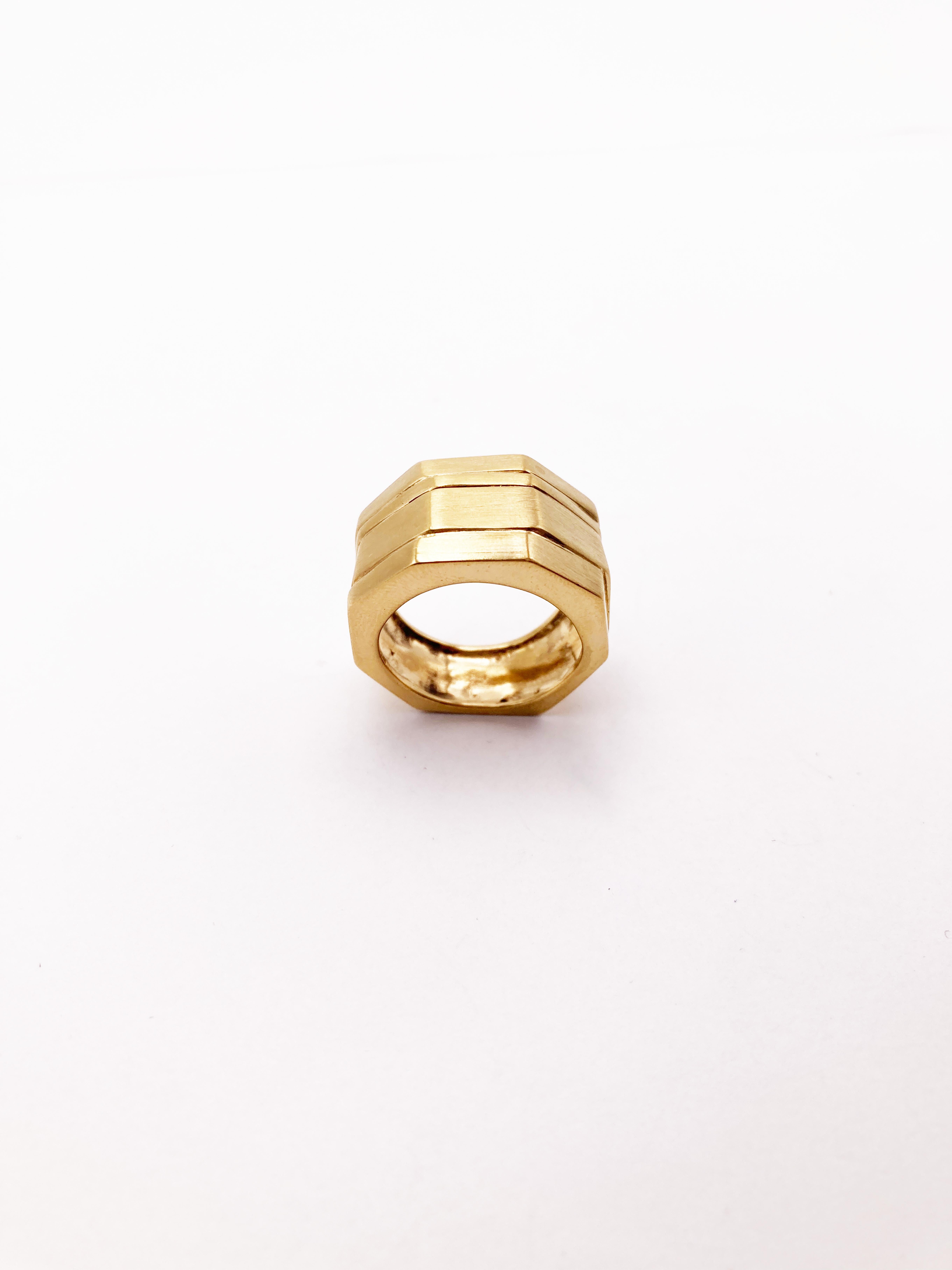 Rossella Ugolini 18K Yellow Gold Artisan Man Band Ring Made in Italy For Sale 10