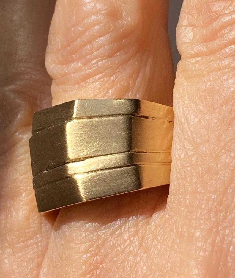 Men's Rossella Ugolini 18K Yellow Gold Artisan Man Band Ring Made in Italy For Sale