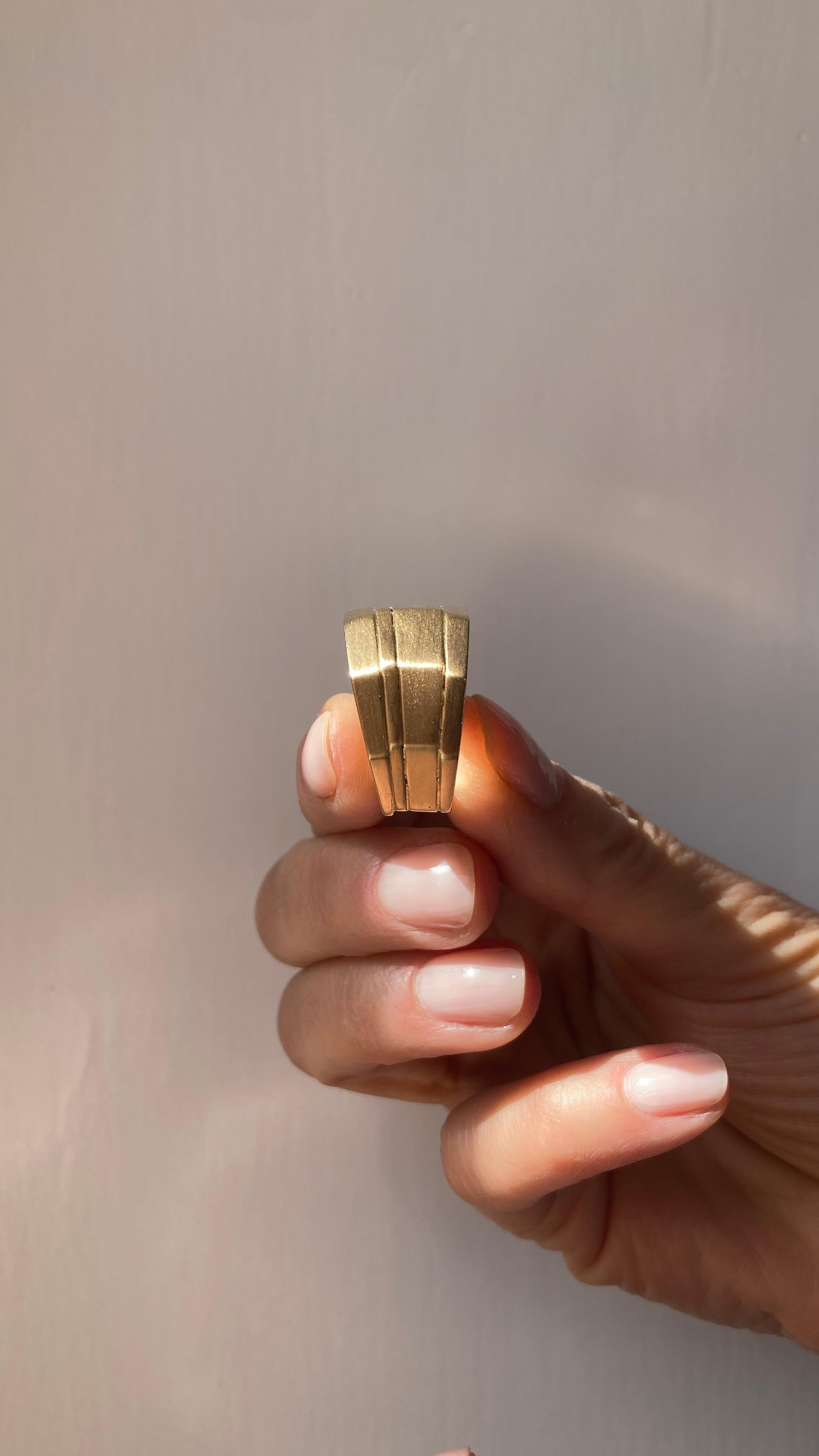 Rossella Ugolini 18K Yellow Gold Artisan Man Band Ring Made in Italy For Sale 3