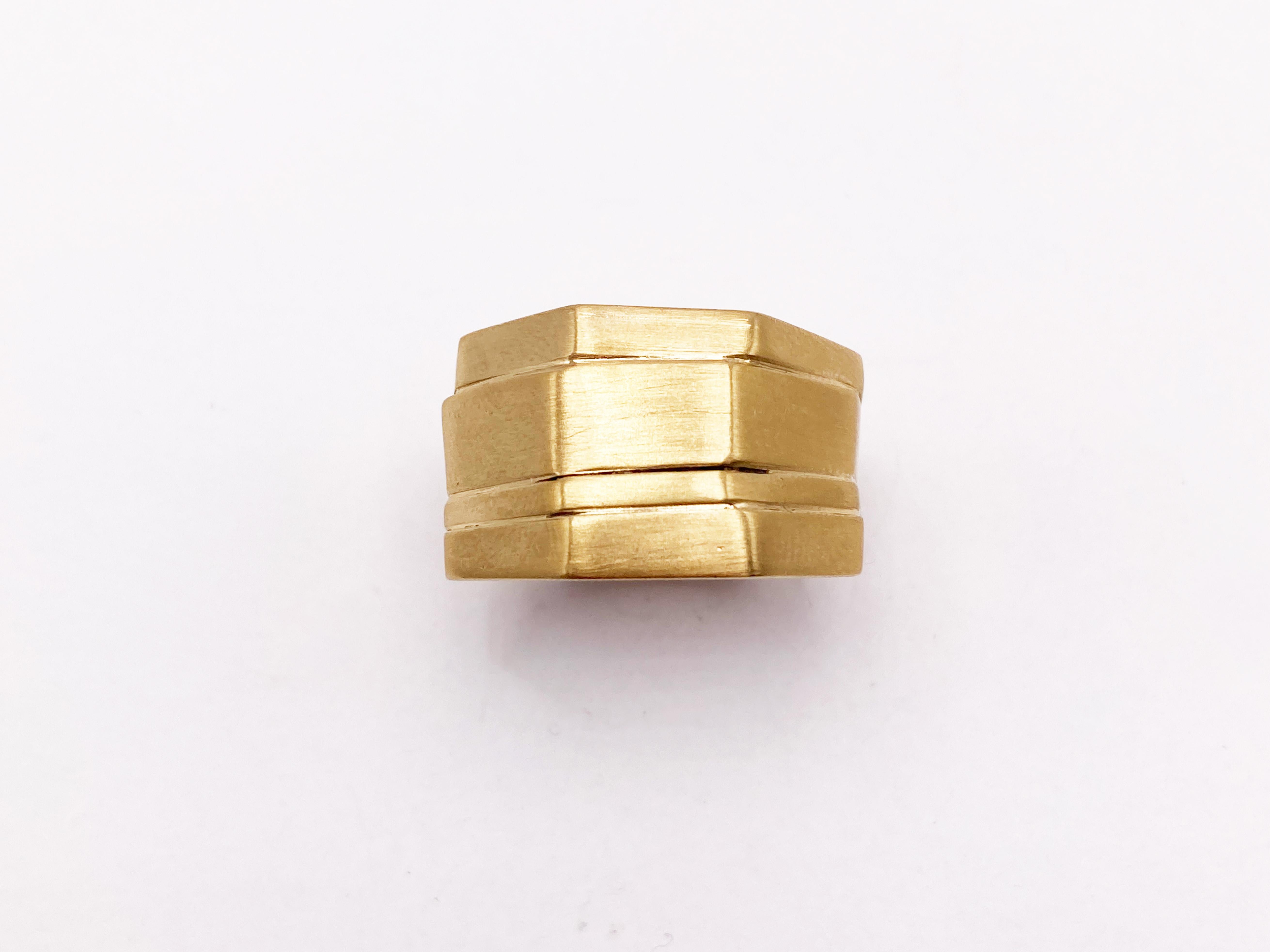 Rossella Ugolini 18K Yellow Gold Artisan Man Band Ring Made in Italy For Sale 5
