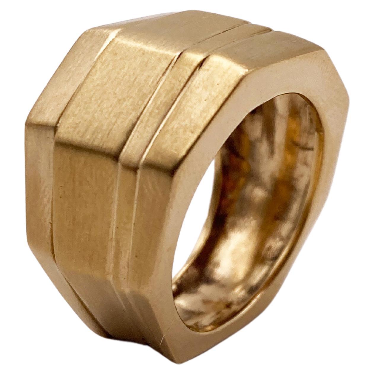 Rossella Ugolini 18K Yellow Gold Artisan Man Band Ring Made in Italy
