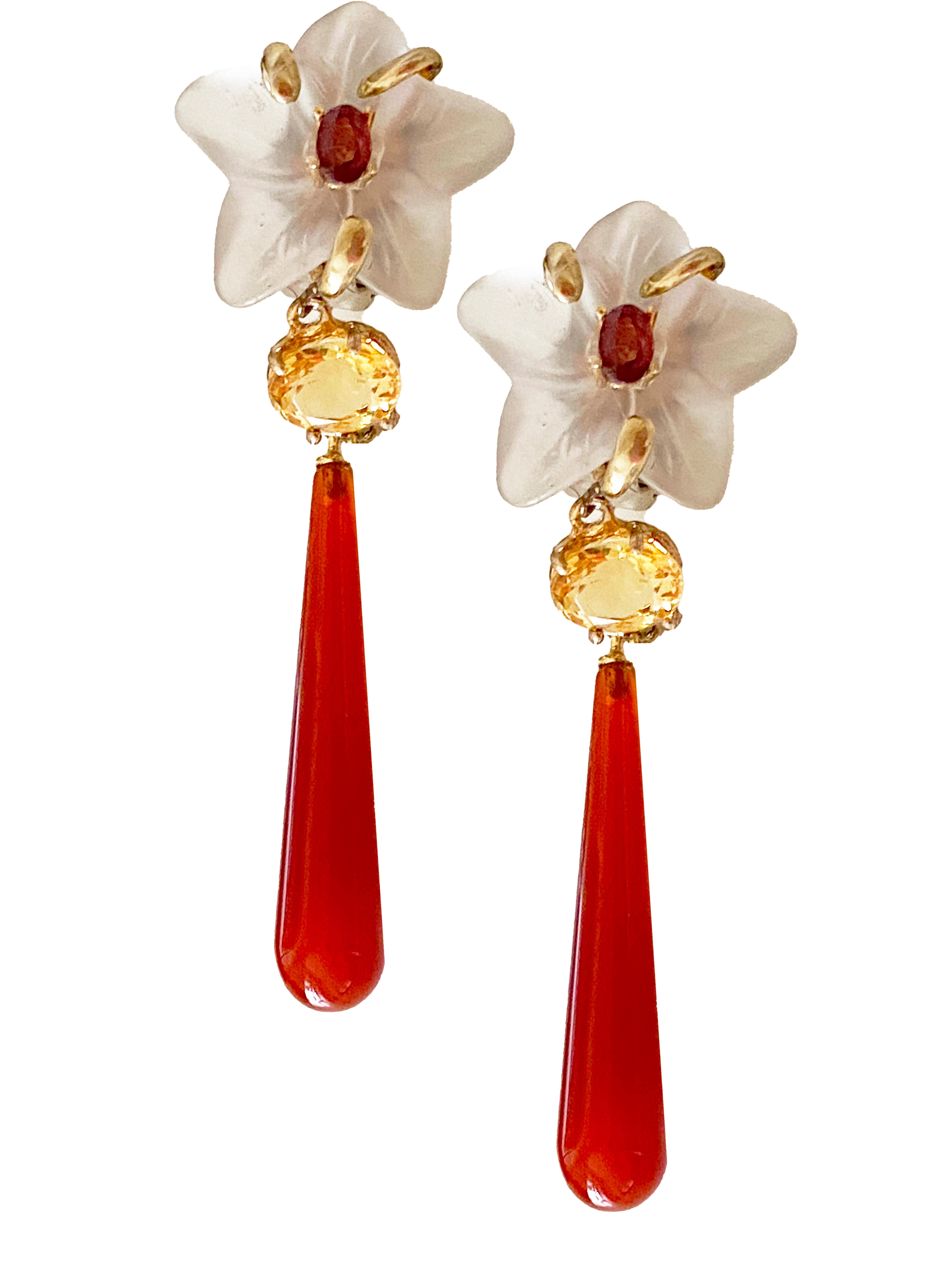Rossella Ugolini - Boucles d'oreilles à clip en or jaune 18 carats avec cornaline, citrine et grenat en vente 7