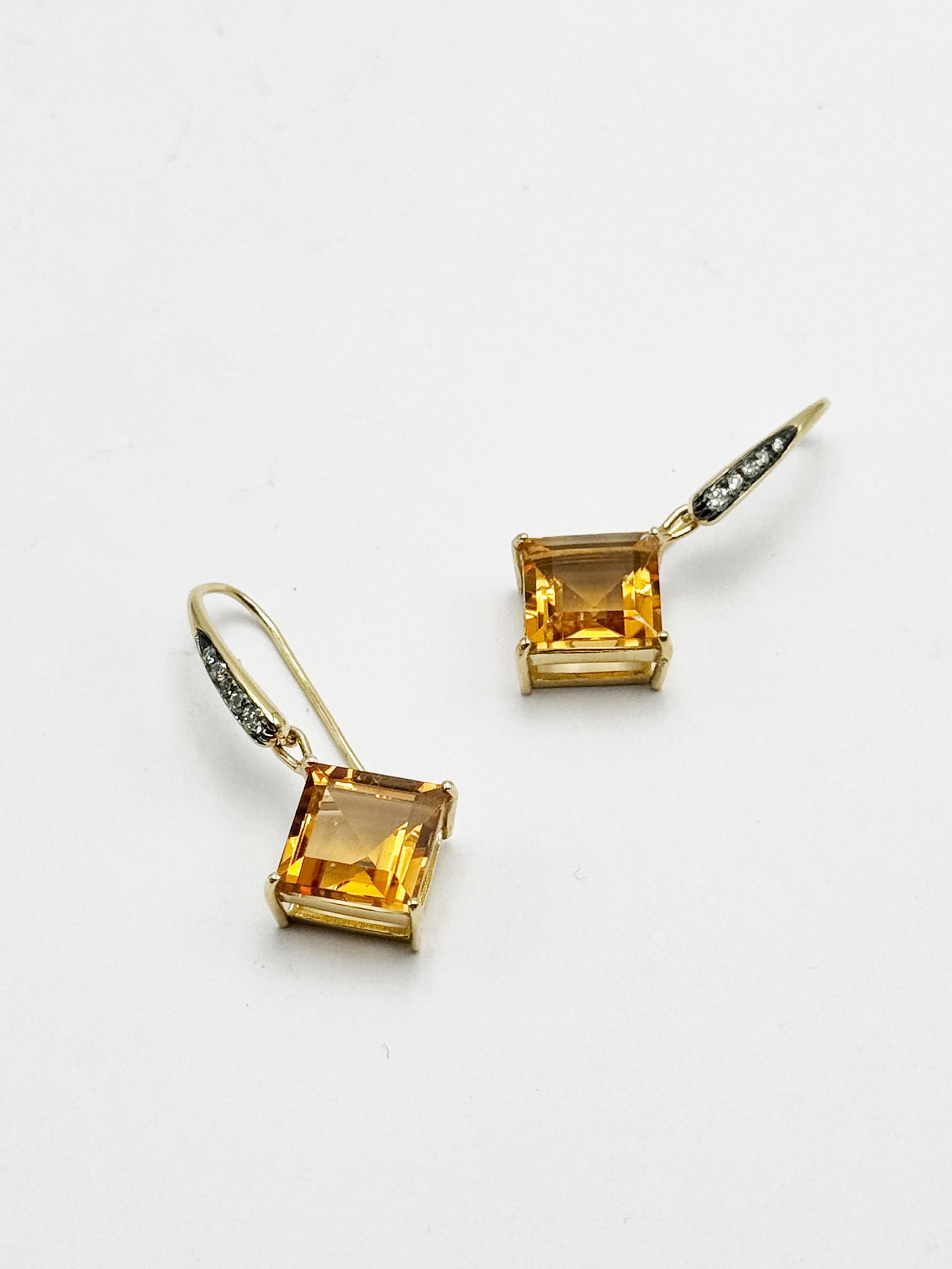 Rossella Ugolini Pendants d'oreilles en or jaune 18 carats, citrine et diamants blancs en vente 7