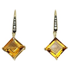 Rossella Ugolini 18k Yellow Gold Citrine White Diamonds Dangle Earrings