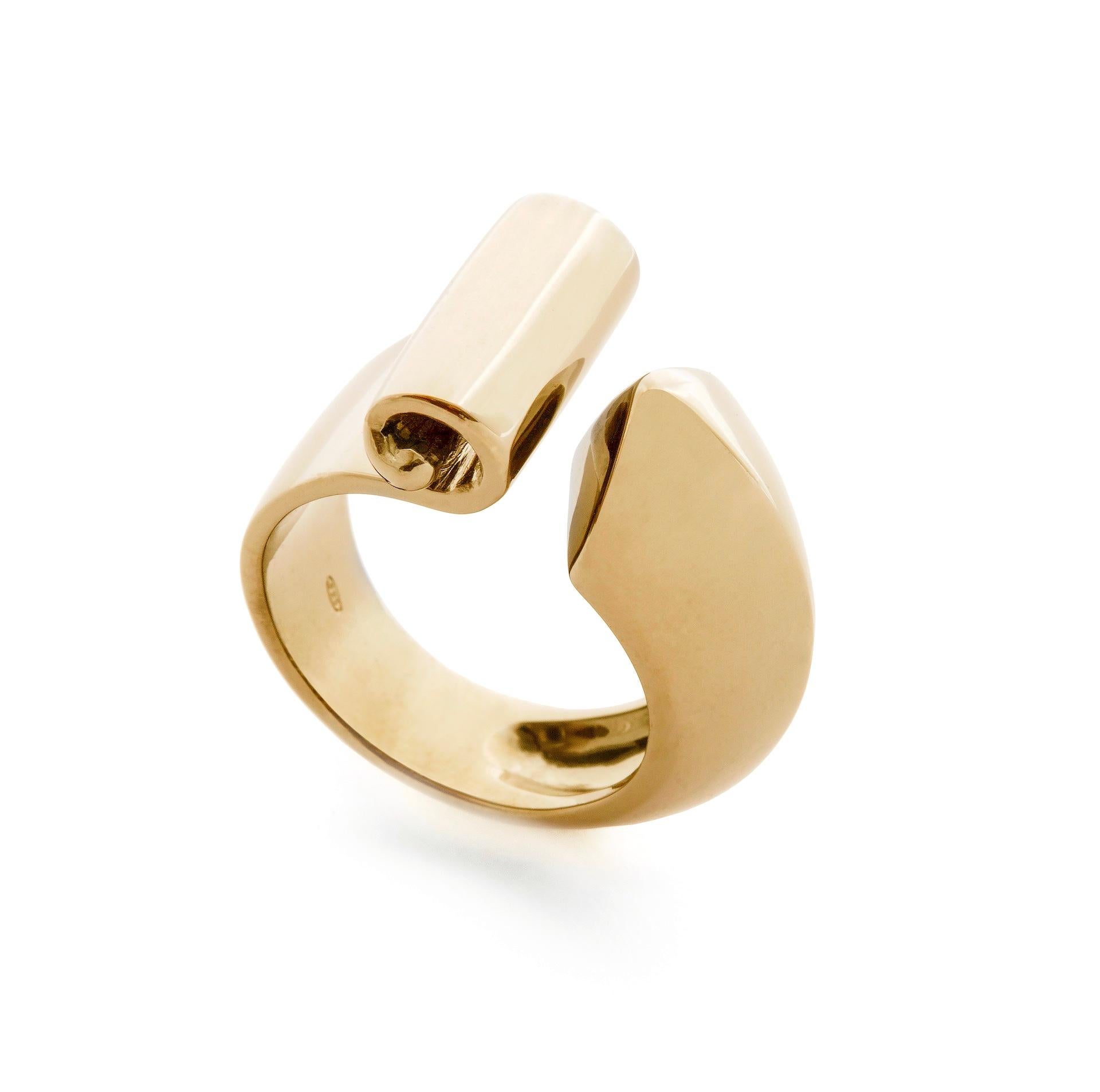 Rossella Ugolini 18k Yellow Gold Deco Style Band Ring For Sale 5