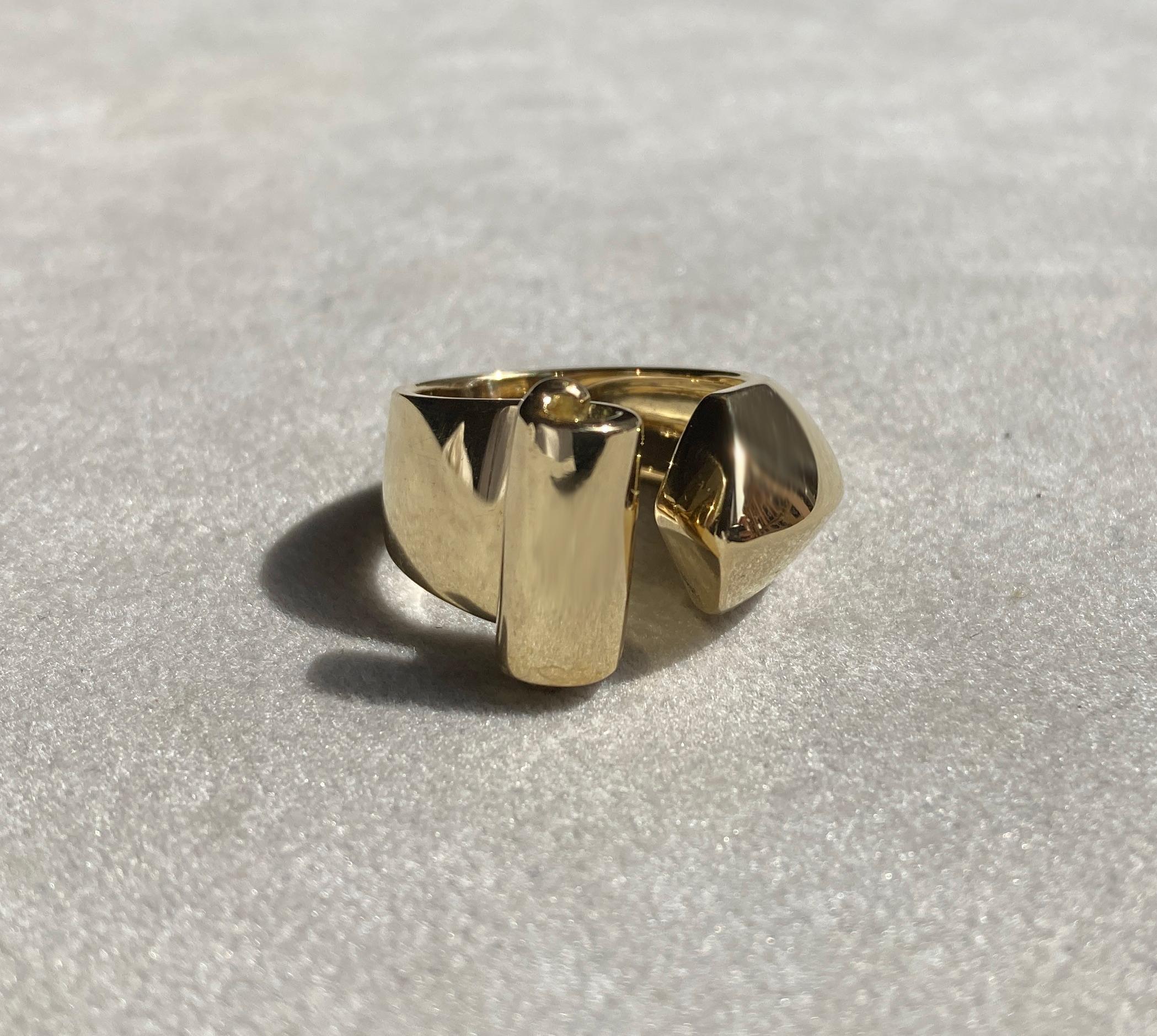Rossella Ugolini 18k Yellow Gold Deco Style Band Ring For Sale 7