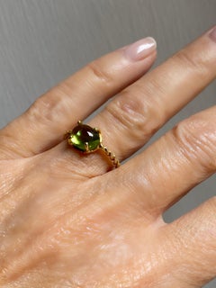 Rossella Ugolini 18K Yellow Gold Delicate Unique Peridot Ring Nature Inspired