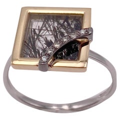 Rossella Ugolini 18K Yellow Gold Diamonds Tourmalineted Quartz Fashion Ring
