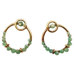 Rossella Ugolini 18K Gelbgold Smaragd Diamanten Hoops Nature Circle Ohrringe