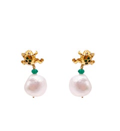 Rossella Ugolini 18K yellow Gold Emerald Frog dangle Earring