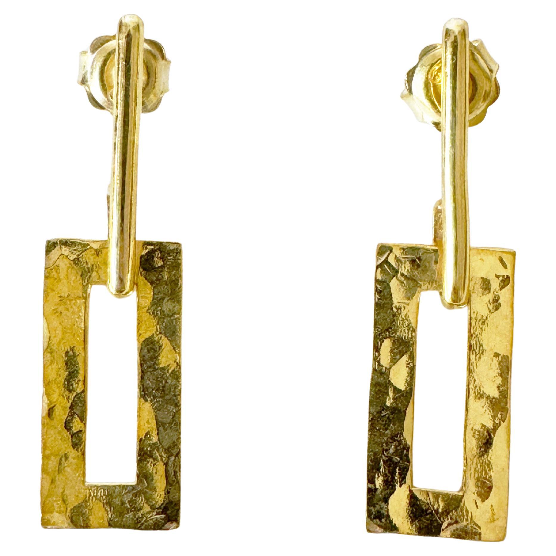 Rossella Ugolini 18K Yellow Gold Hammered Dangle Earrings