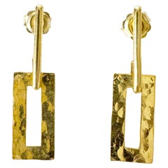 Rossella Ugolini 18K Yellow Gold Hammered Dangle Earrings