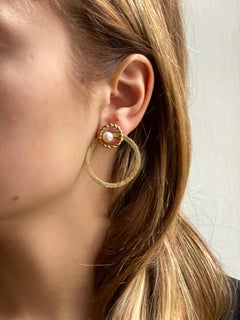 Rossella Ugolini 18K Yellow Gold Hammered Handcrafted Circle Large Hoop Earrings