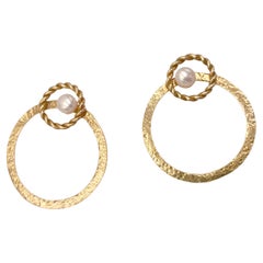 Rossella Ugolini 18K Yellow Gold Hammered Handcrafted Circle Large Hoop Earrings