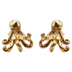 Rossella Ugolini 18K Yellow Gold Handcrafted Octopus Stud Earrings
