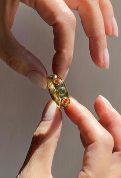 Rossella Ugolini 18K Yellow Gold Multicolor Sapphire Rotating Band Ring