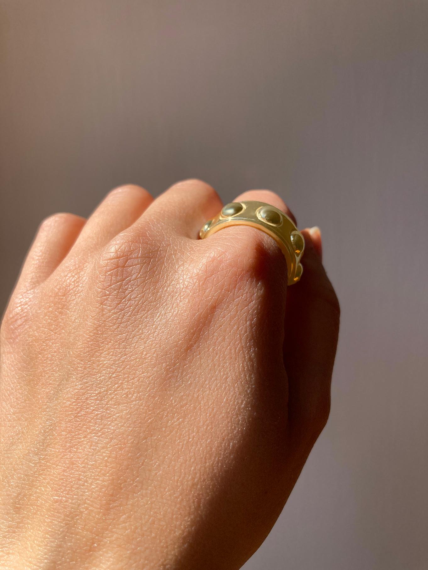 Contemporary Rossella Ugolini 18K Yellow Gold No Stress Rotated Man Band Ring For Sale